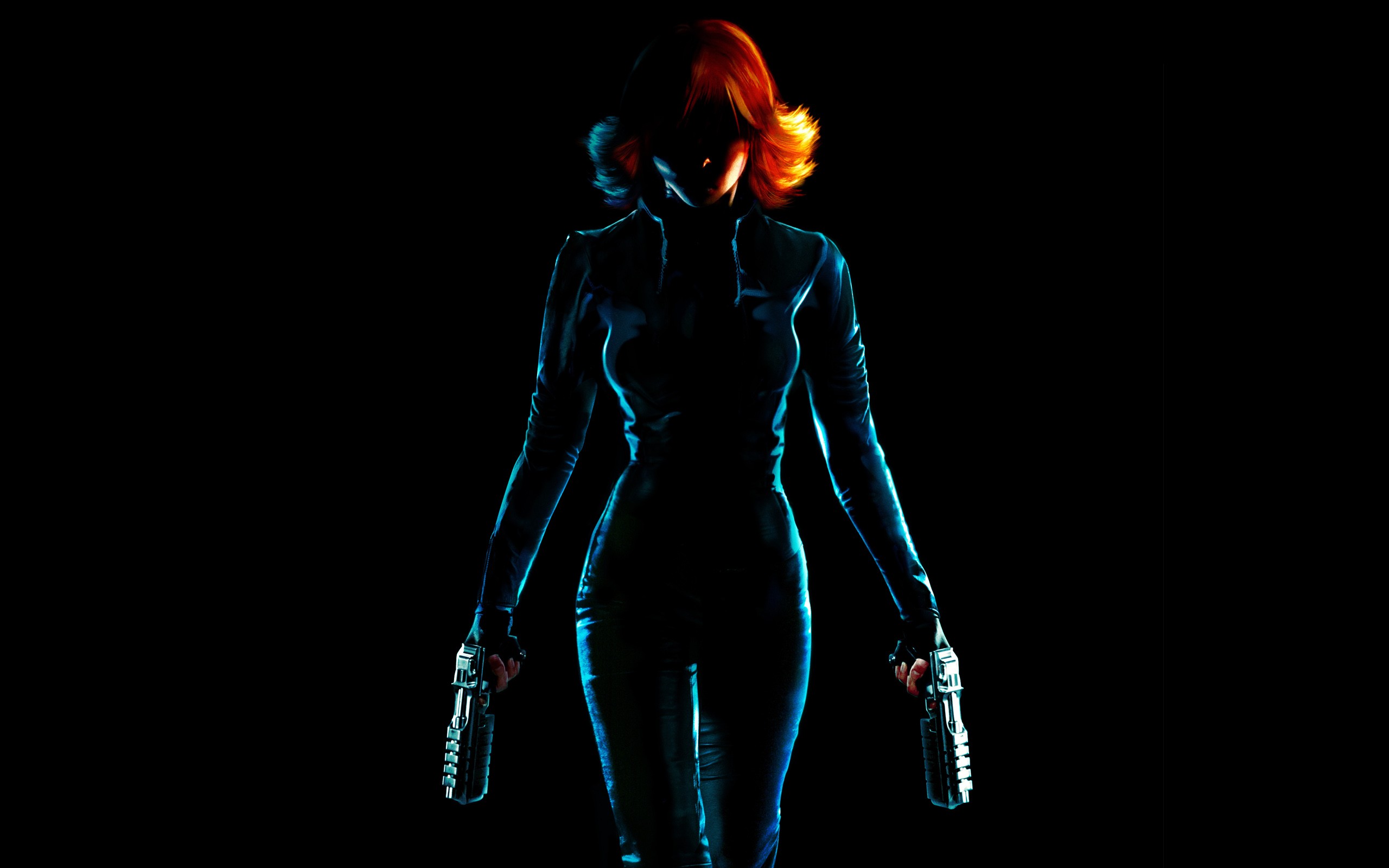 Artwork Video Games Perfect Dark Redhead Simple Background Black Background Weapon Video Game Art 2560x1600