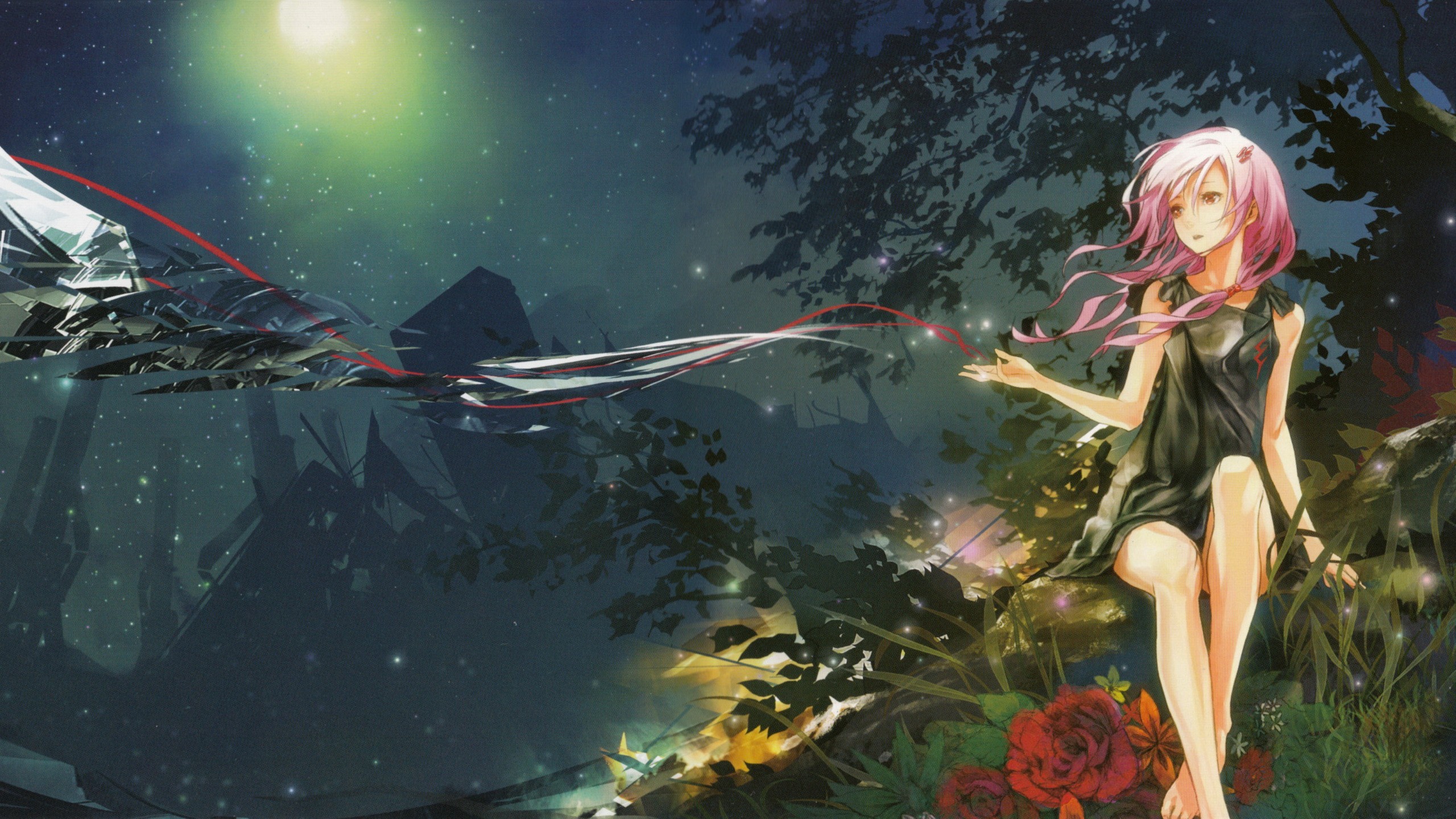 Guilty Crown Yuzuriha Inori Anime Anime Girls Landscape Fantasy Girl Flowers Redjuice 2560x1440