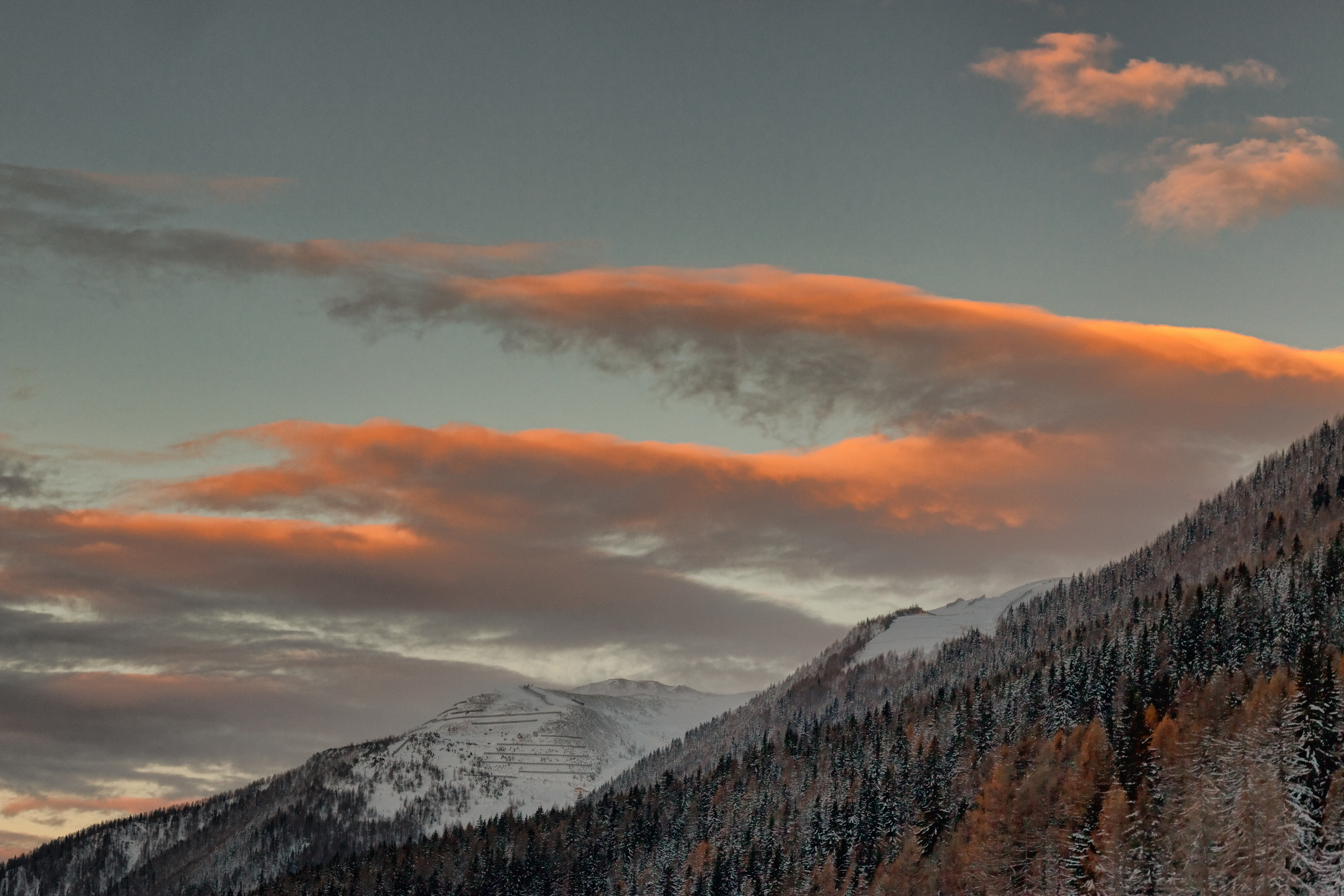 Snow Sky Trees Clouds Mountains Landscape Snow Tracks 5472x3648