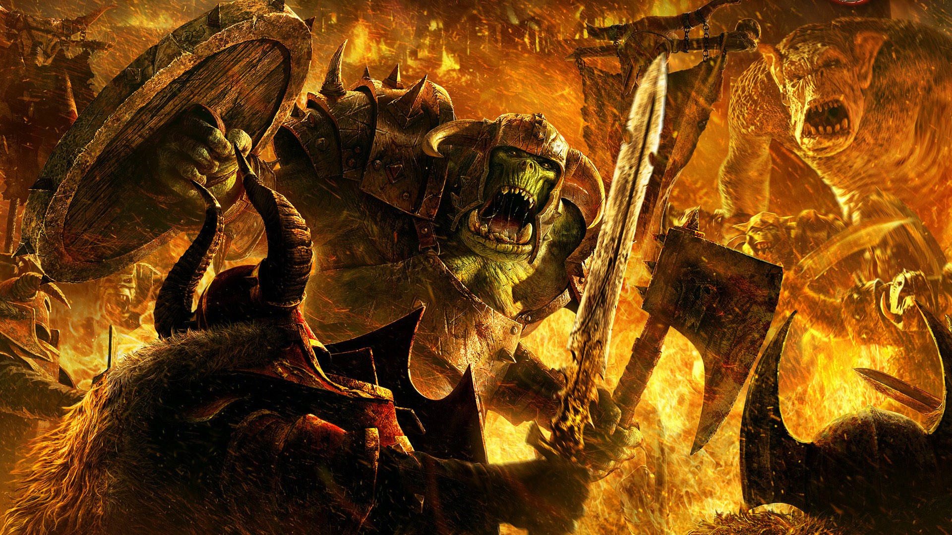 Artwork Warhammer Orks Warrior Fantasy Art Fire 1920x1080