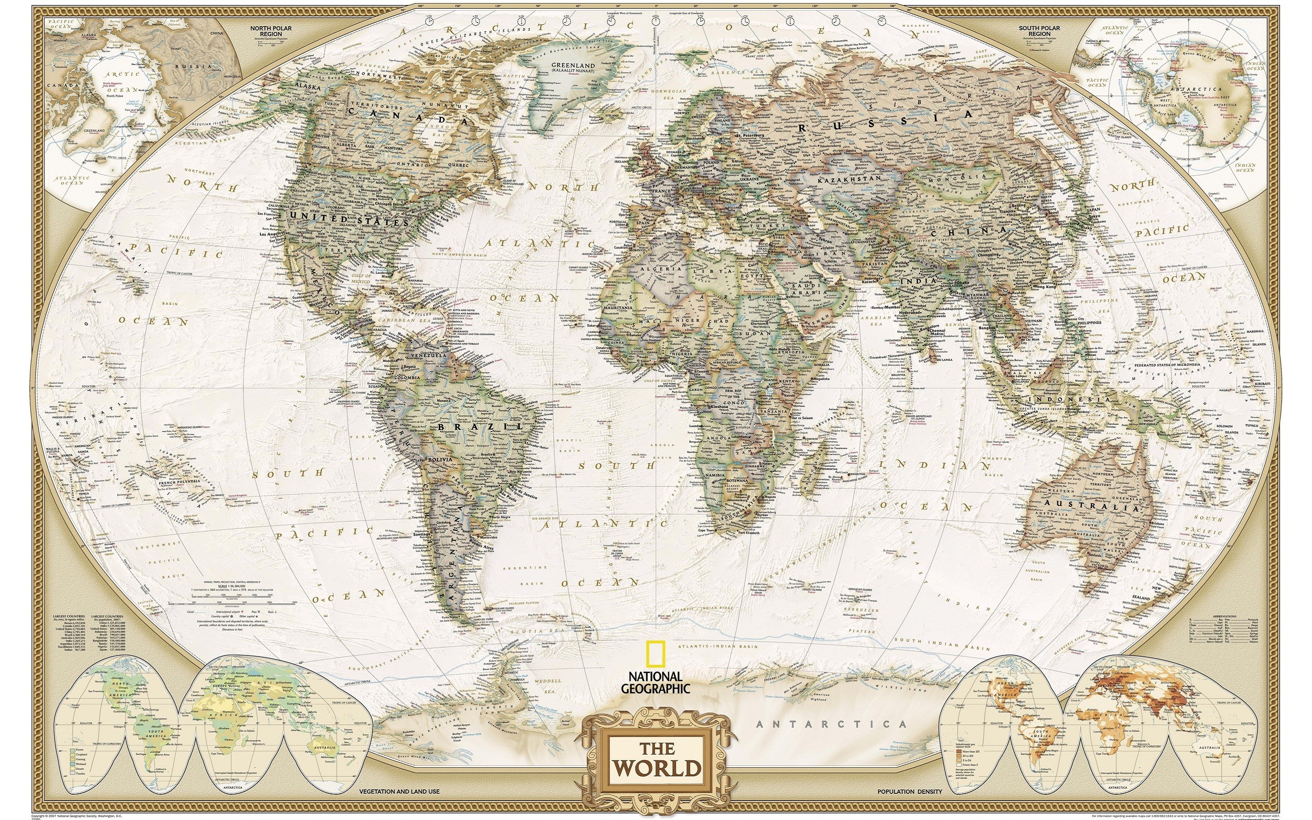 National Geographic World Map Continents Old Map 2560x1600