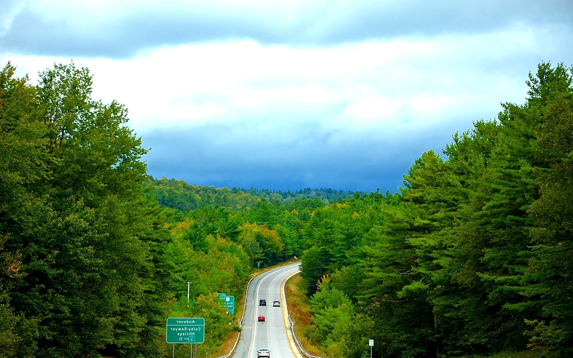 Man Made Highway Road Forest Tree Green Vermont 1920x1200