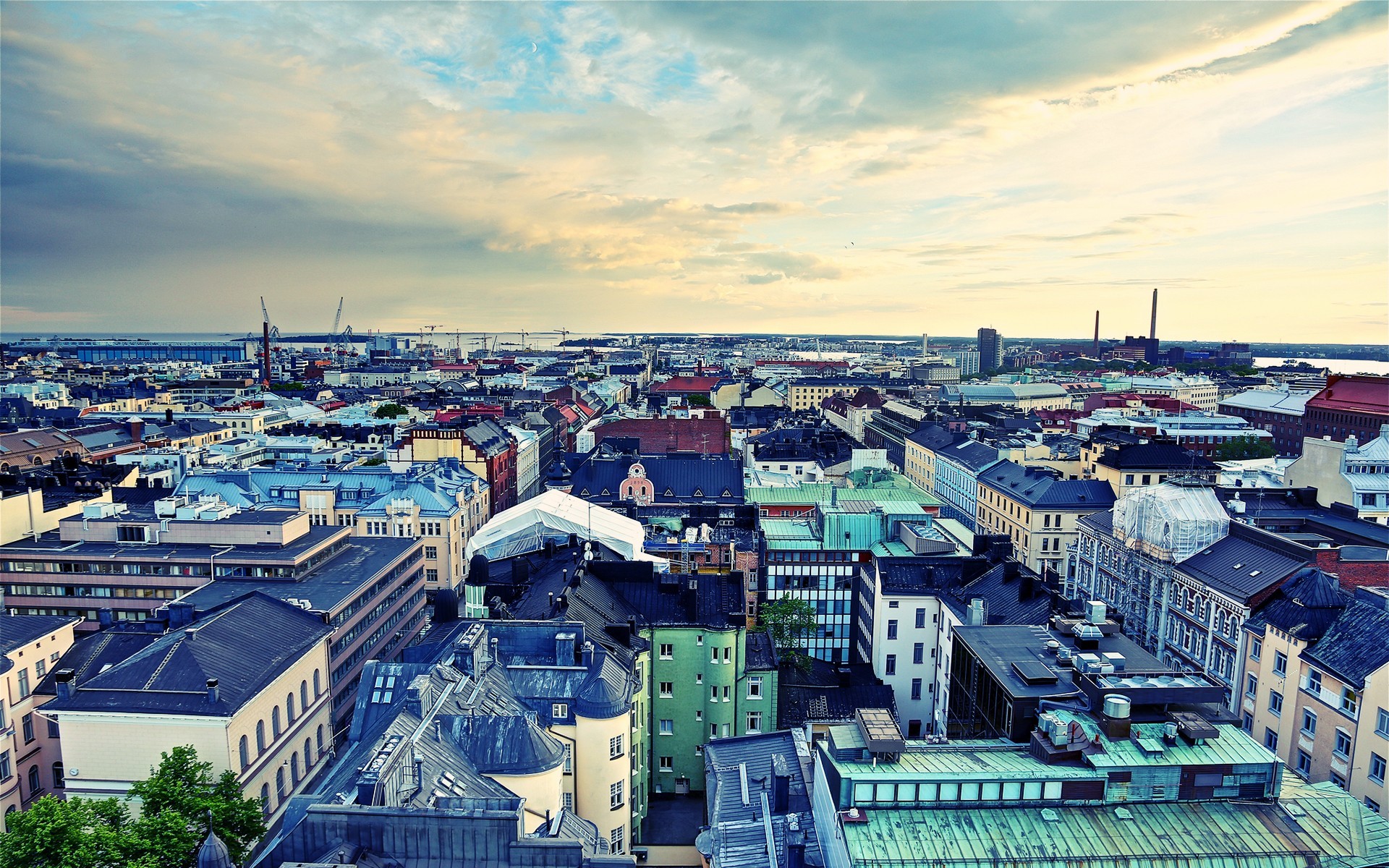 City Rooftops Cityscape Helsinki Birds Eye View 1920x1200