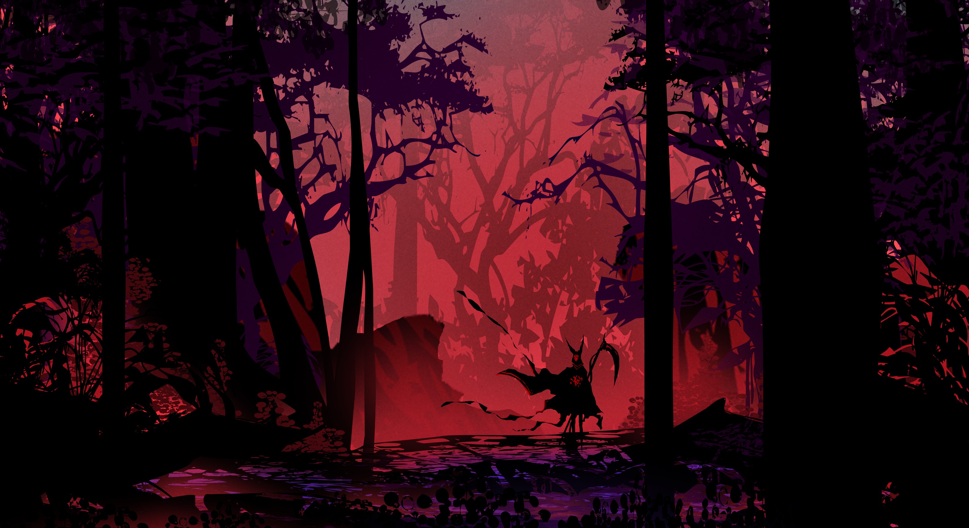 Red Forest Reaper TacoSauceNinja Artwork Dark 3300x1800