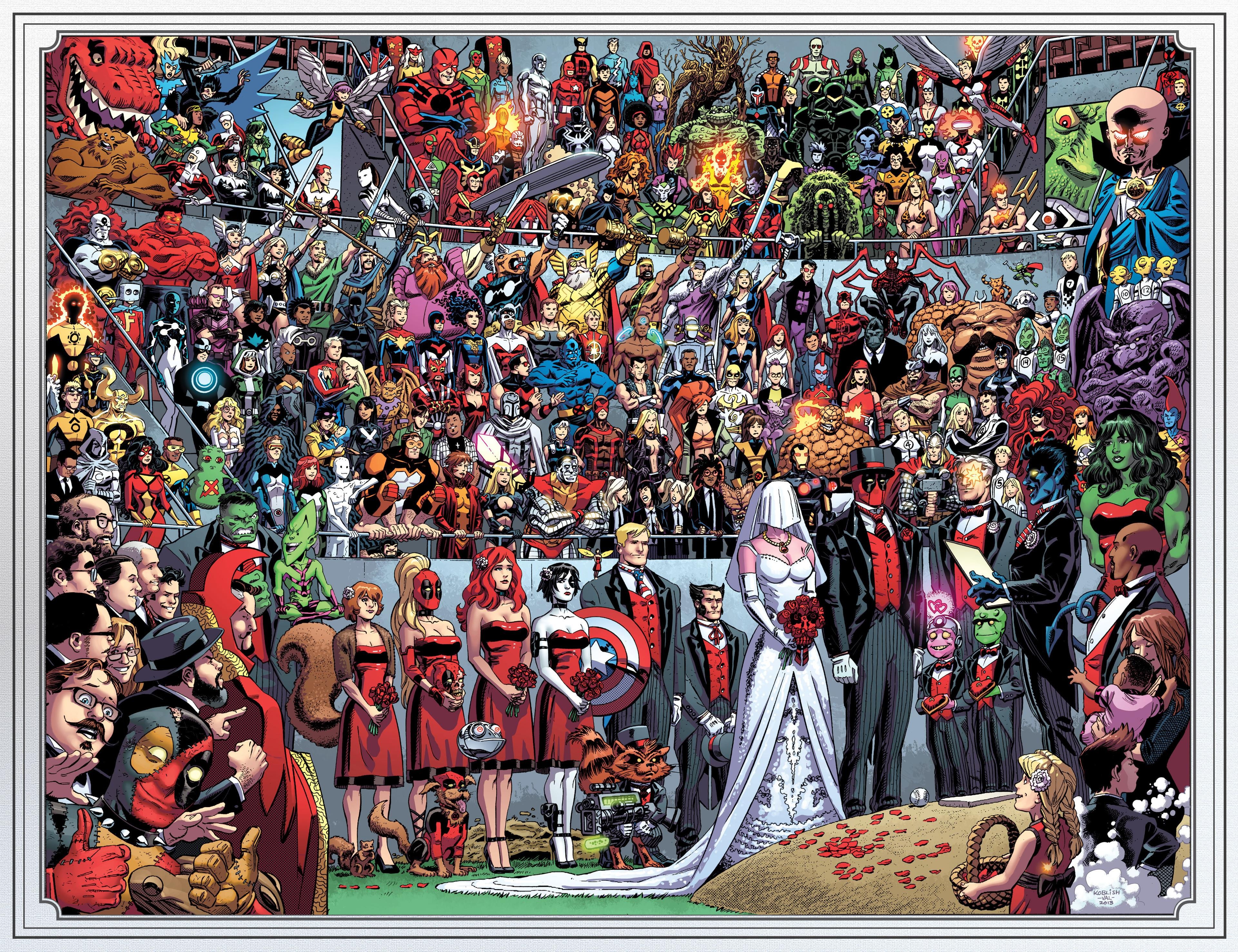 Deadpool Spider Man Marvel Comics Marriage Captain America Domino The Avengers Fantastic Four Comics 3840x2952