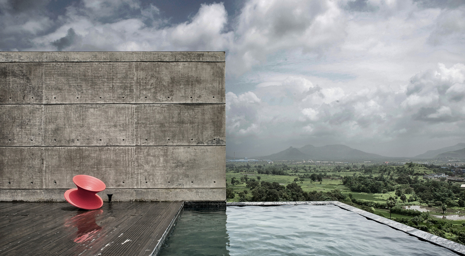 Swimming Pool Terraces Clouds Architecture House 1582x871