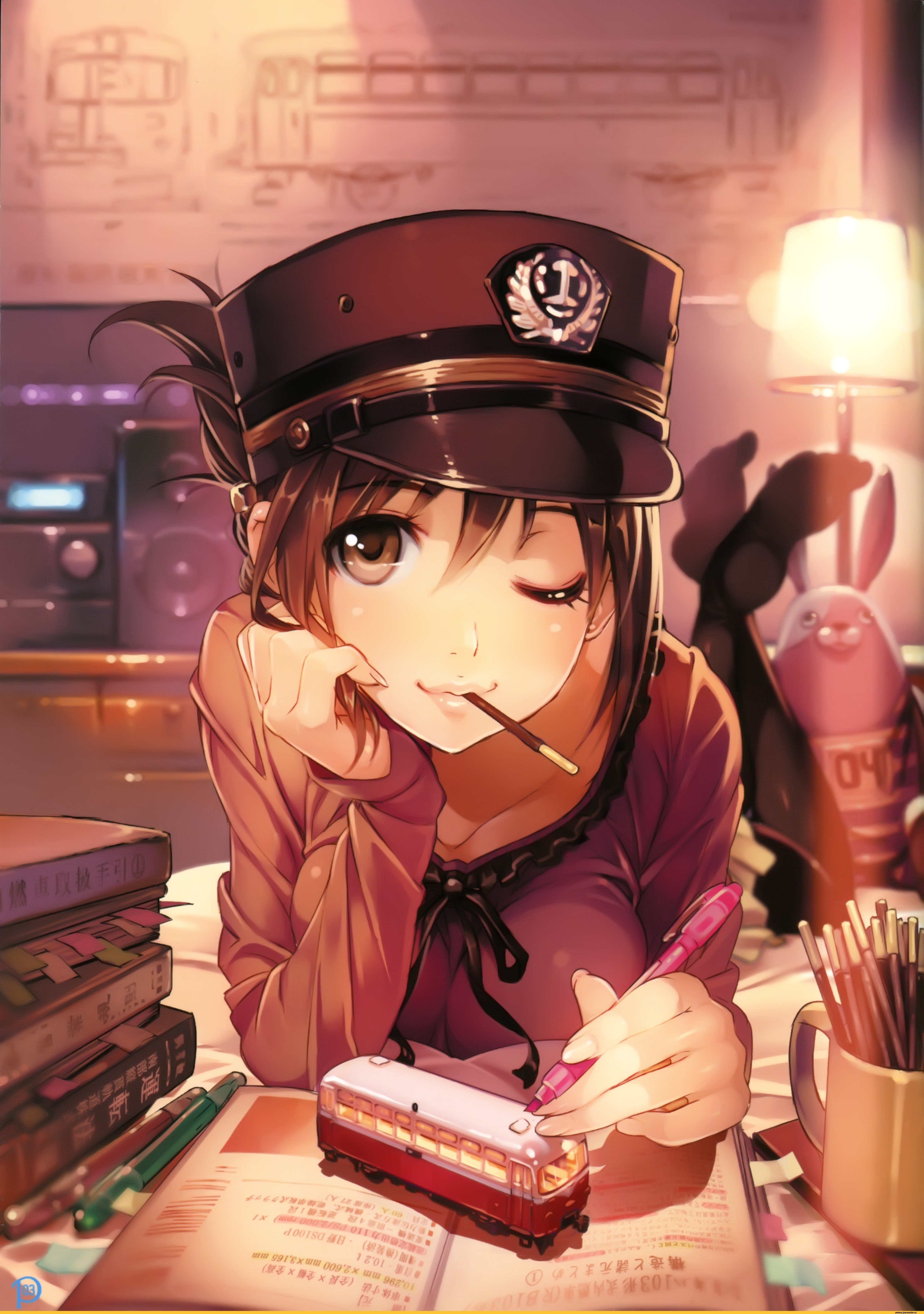 Anime Rail Wars Anime Girls Iida Nana Pocky Manga Brown Eyes 4238x6025