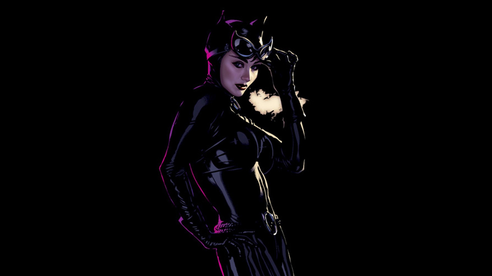 Catwoman Illustration DC Comics Adam Hughes Black Background 1920x1080