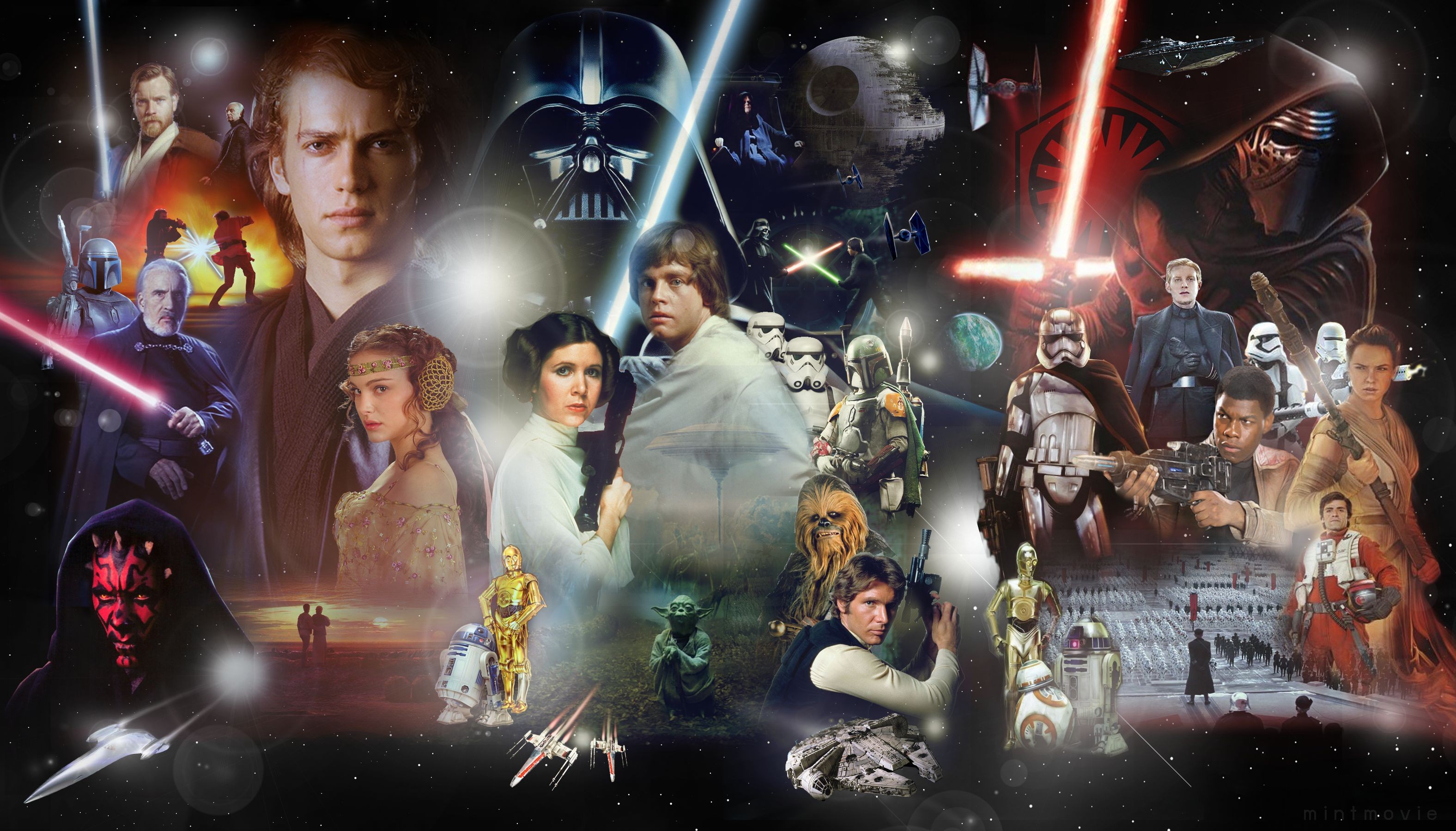 Star Wars Fan Art Science Fiction Collage Star Wars Heroes Star Wars Villains 3152x1799