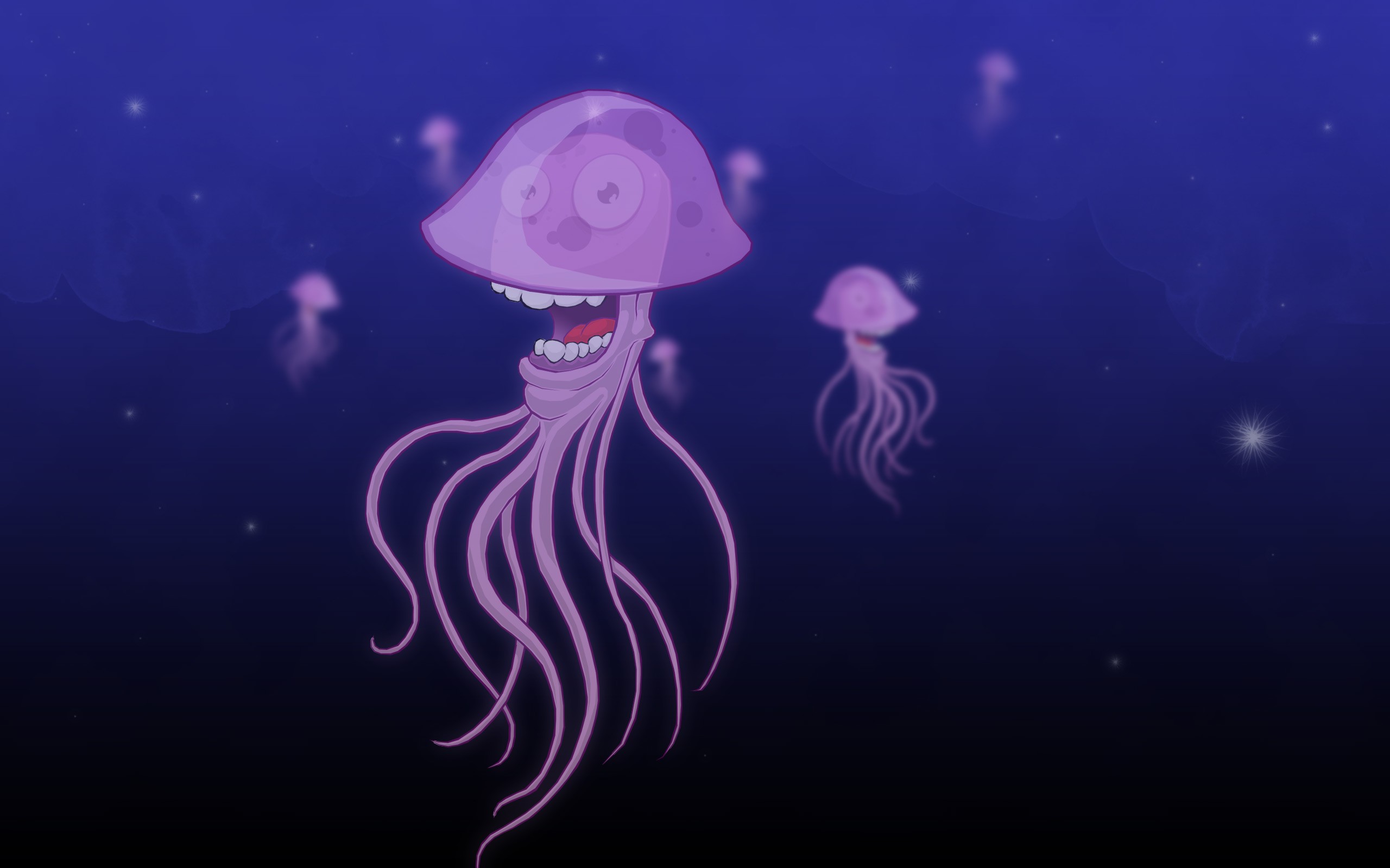 Jellyfish Cartoon Underwater Anthropomorphism 2560x1600