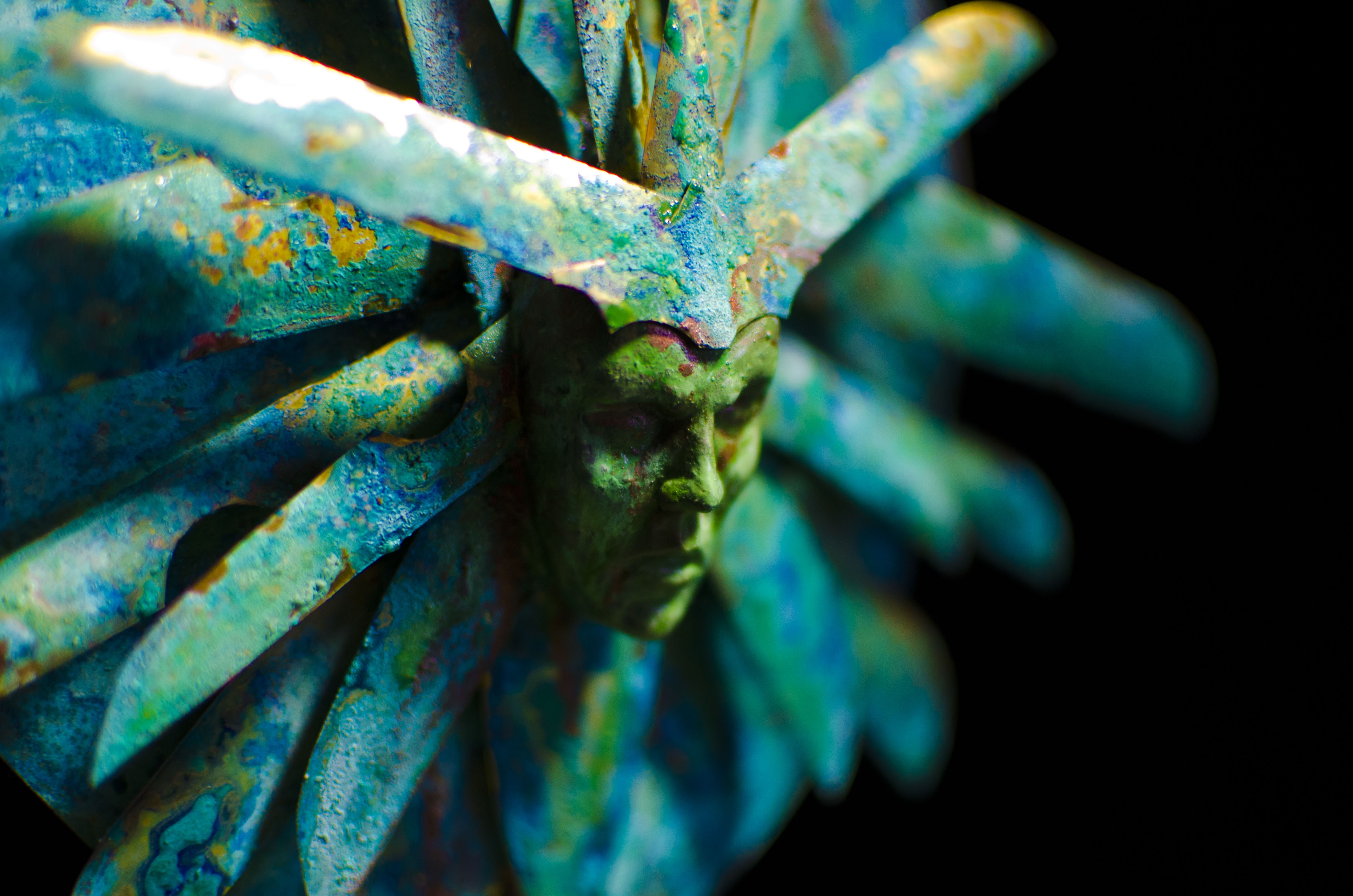 Face Lady Of Pain Planescape Sculpture Cyan Turquoise Green 4928x3264