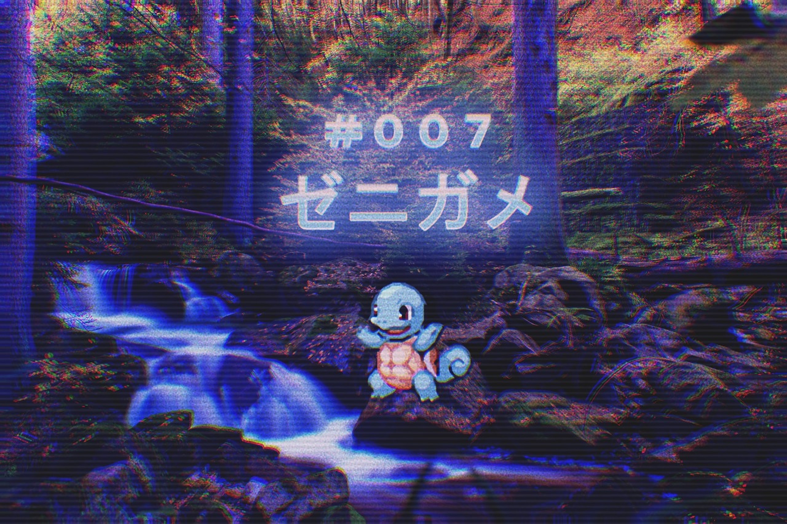 Pokemon Squirtle Zenigame Vaporwave River Forest Landscape Nature Nintendo Pokemon First Generation  2560x1704