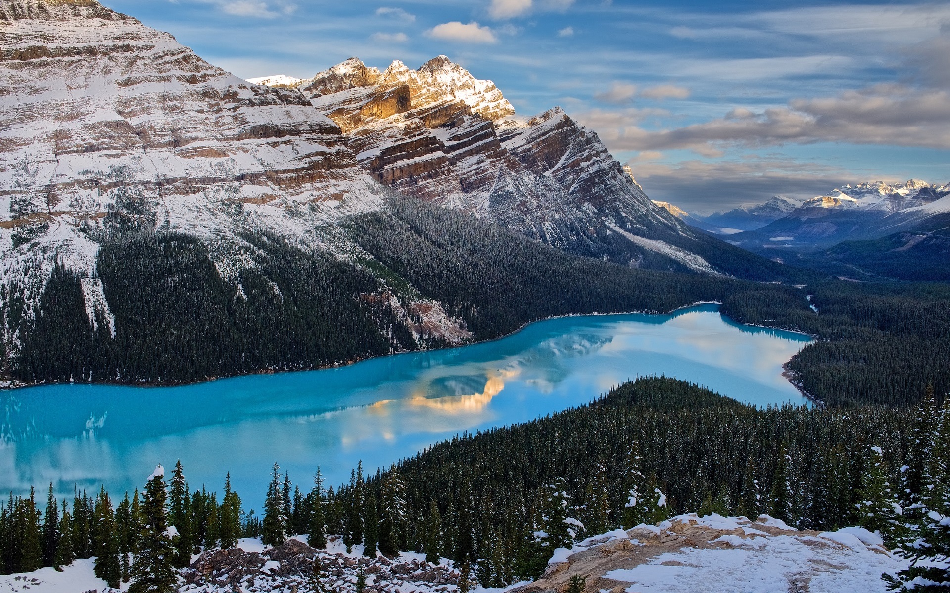 Peyto Lake Canada Nature Landscape Mountains Snowy Mountain Lake Turquoise Forest Trees Snowy Peak S 1920x1200