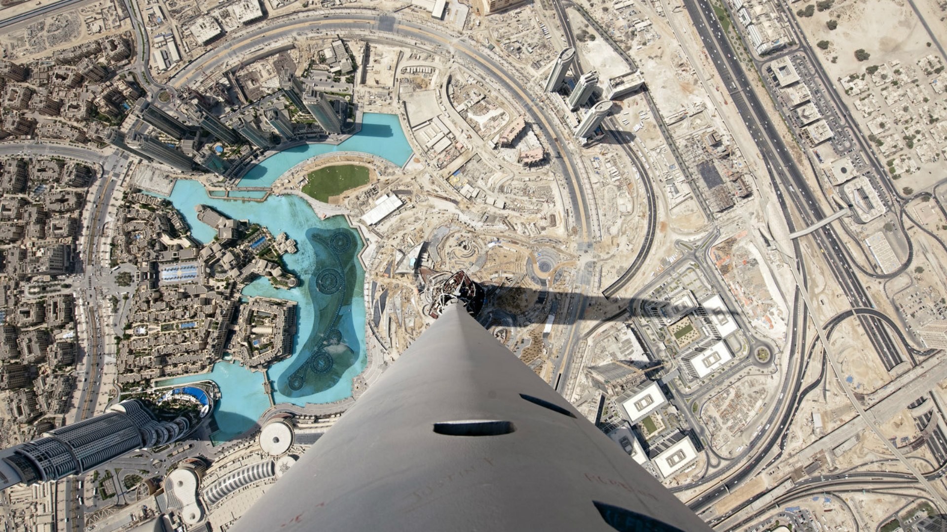 Cityscape Dubai Burj Khalifa United Arab Emirates Architecture Building Skyscraper Top View Shadow R 1920x1080