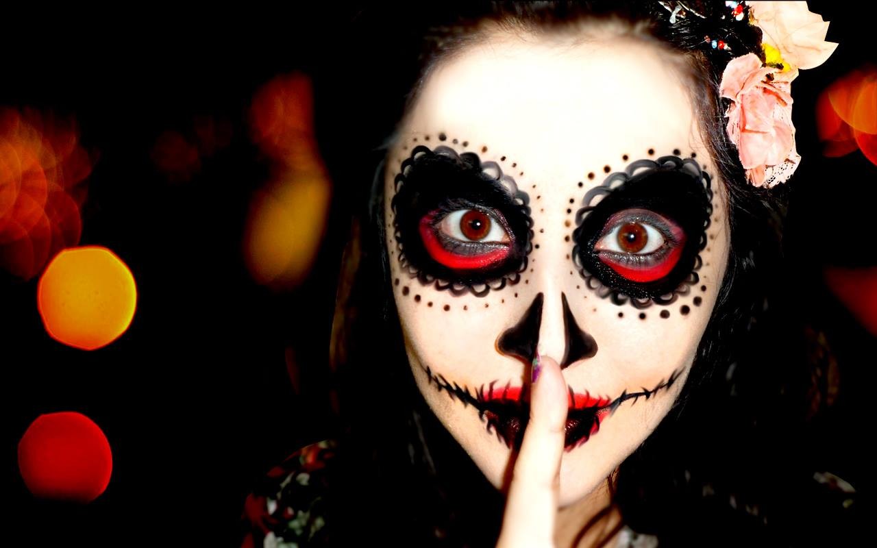 Sugar Skull Dia De Los Muertos Face Women Face Paint 1280x800