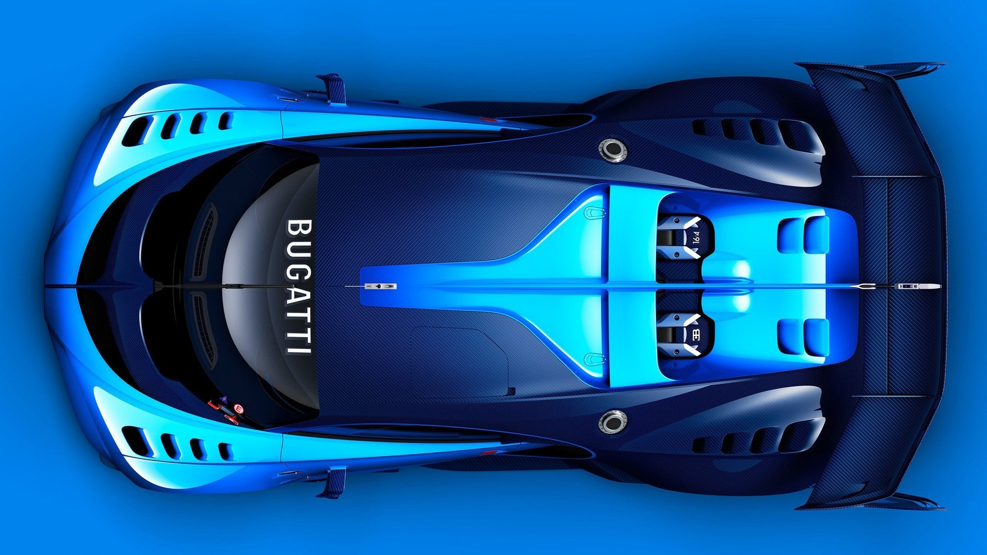 Car Sports Car Concept Cars Blue Bugatti Bugatti Vision Gran Turismo Blue Background High View Engin 1920x1080