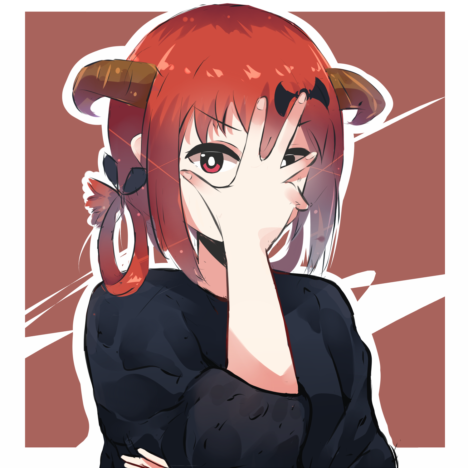 Gabriel Dropout Anime Girls Demon Horns Short Hair Looking At Viewer Redhead Red Eyes Satanichia McD 1500x1500