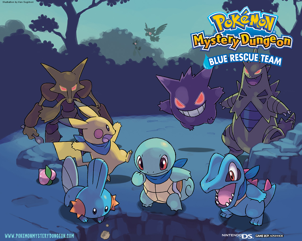 Squirtle Pokemon Pikachu Gengar Pokemon Murkrow Pokemon Tyranitar Pokemon Alakazam Pokemon Totodile  1280x1024