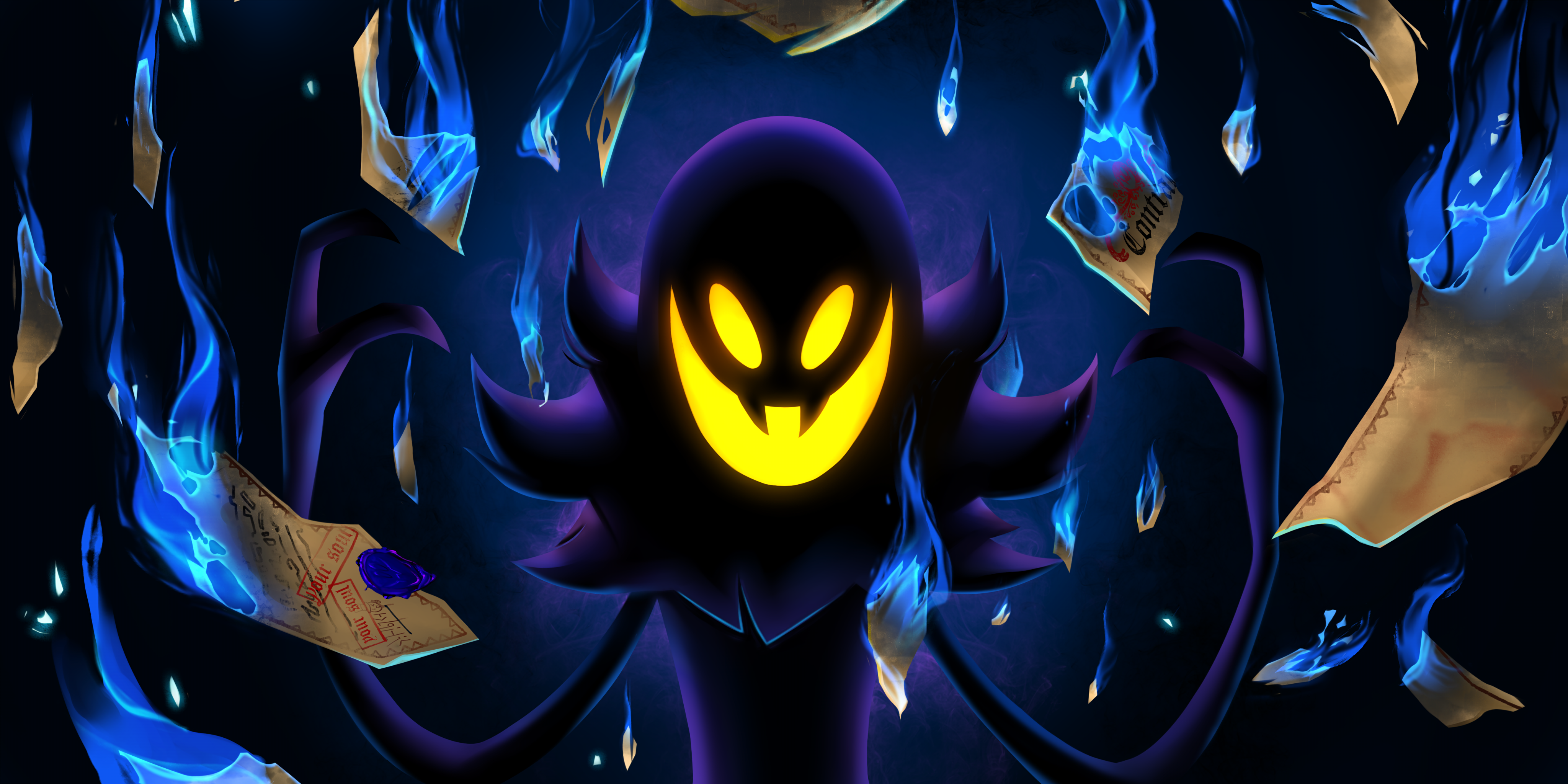 A Hat In Time Video Games Purple Glowing Eyes 4096x2048