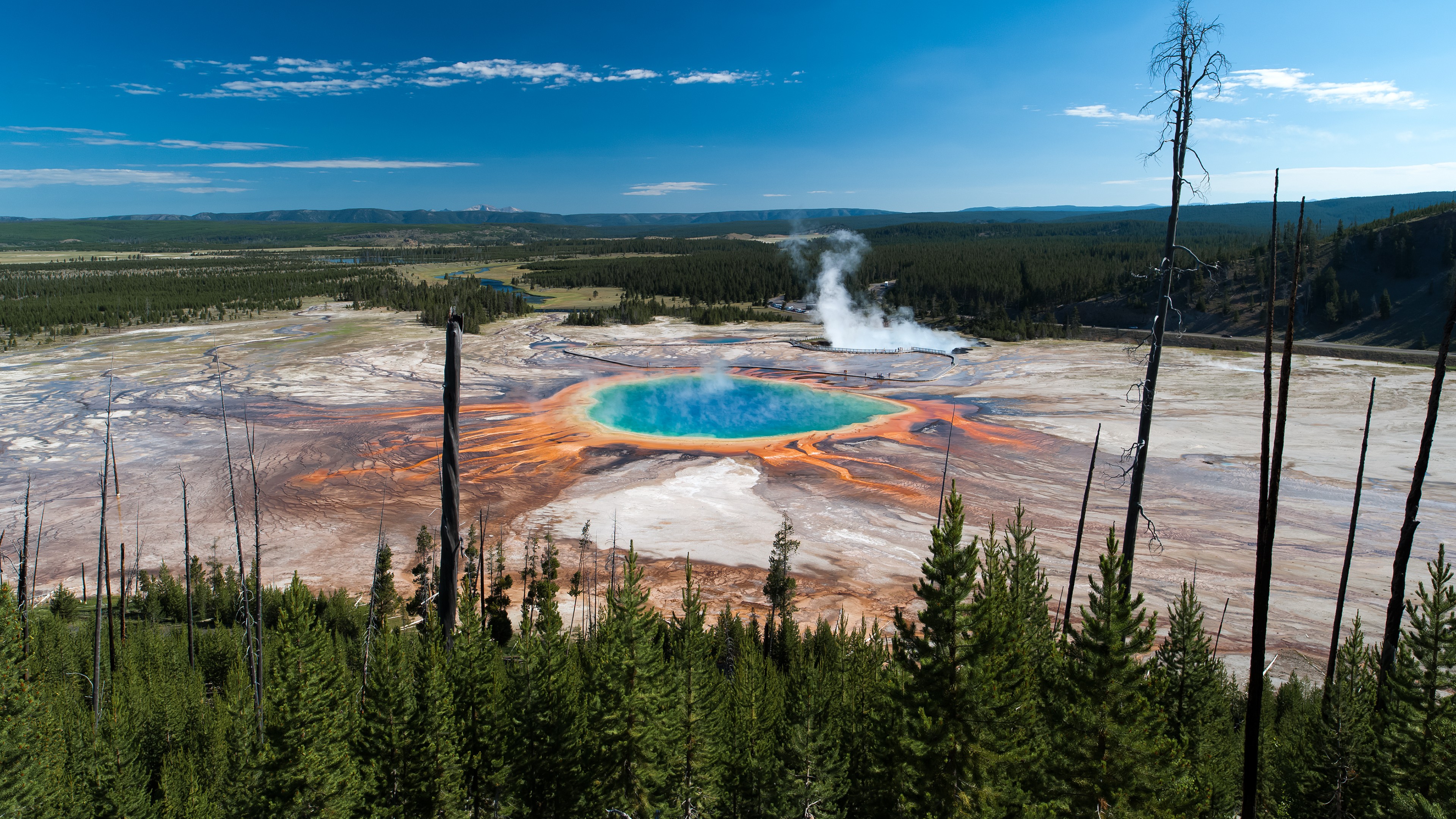Landscape Yellowstone National Park Geysers Wyoming National Park Geothermal Place 3840x2160