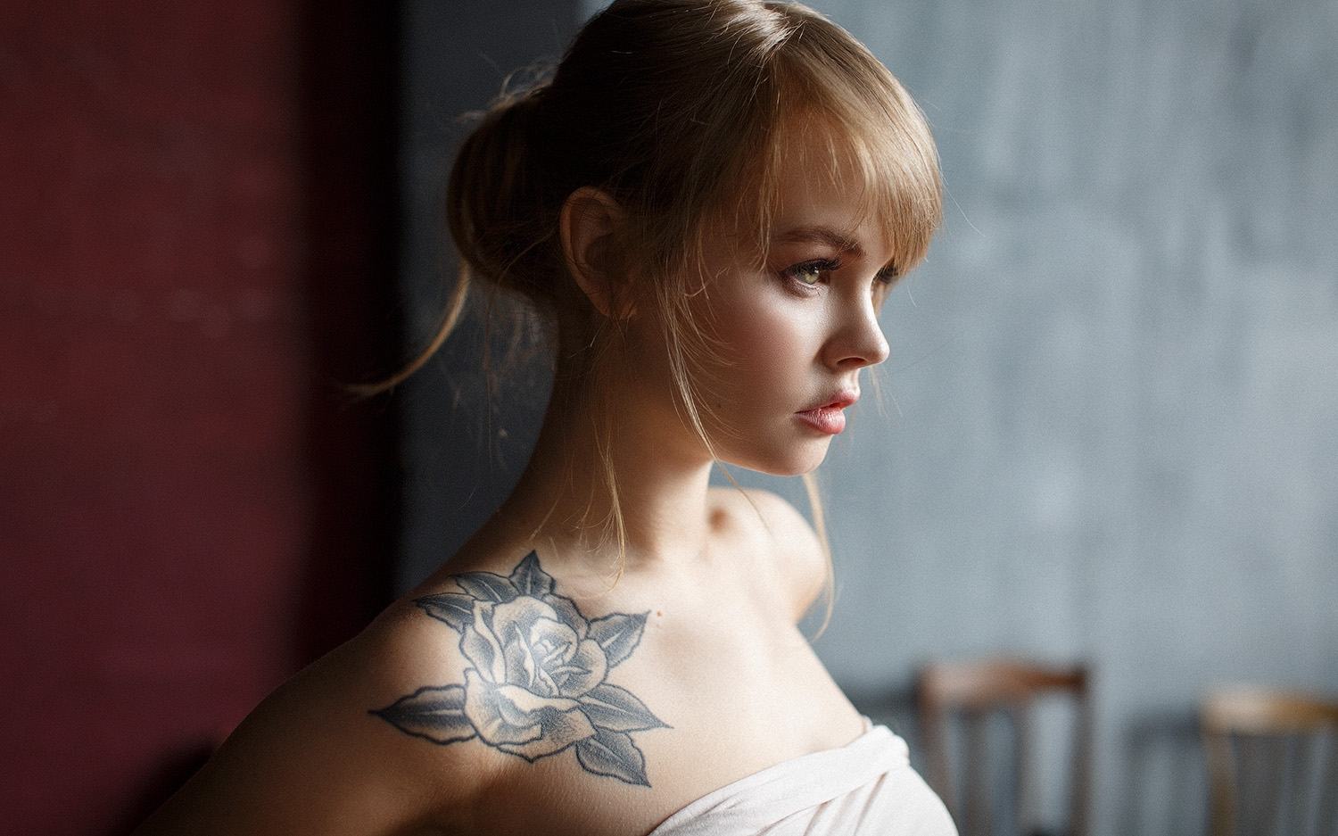 Blonde Women Model Portrait Tattoo Looking Away Profile Alexey Kazantsev 1500x937