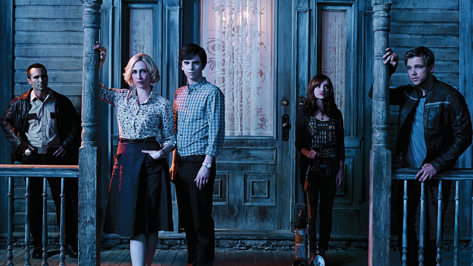 Bates Motel Cast Olivia Cooke Emma Decody Freddie Highmore Nestor Carbonell 1920x1080