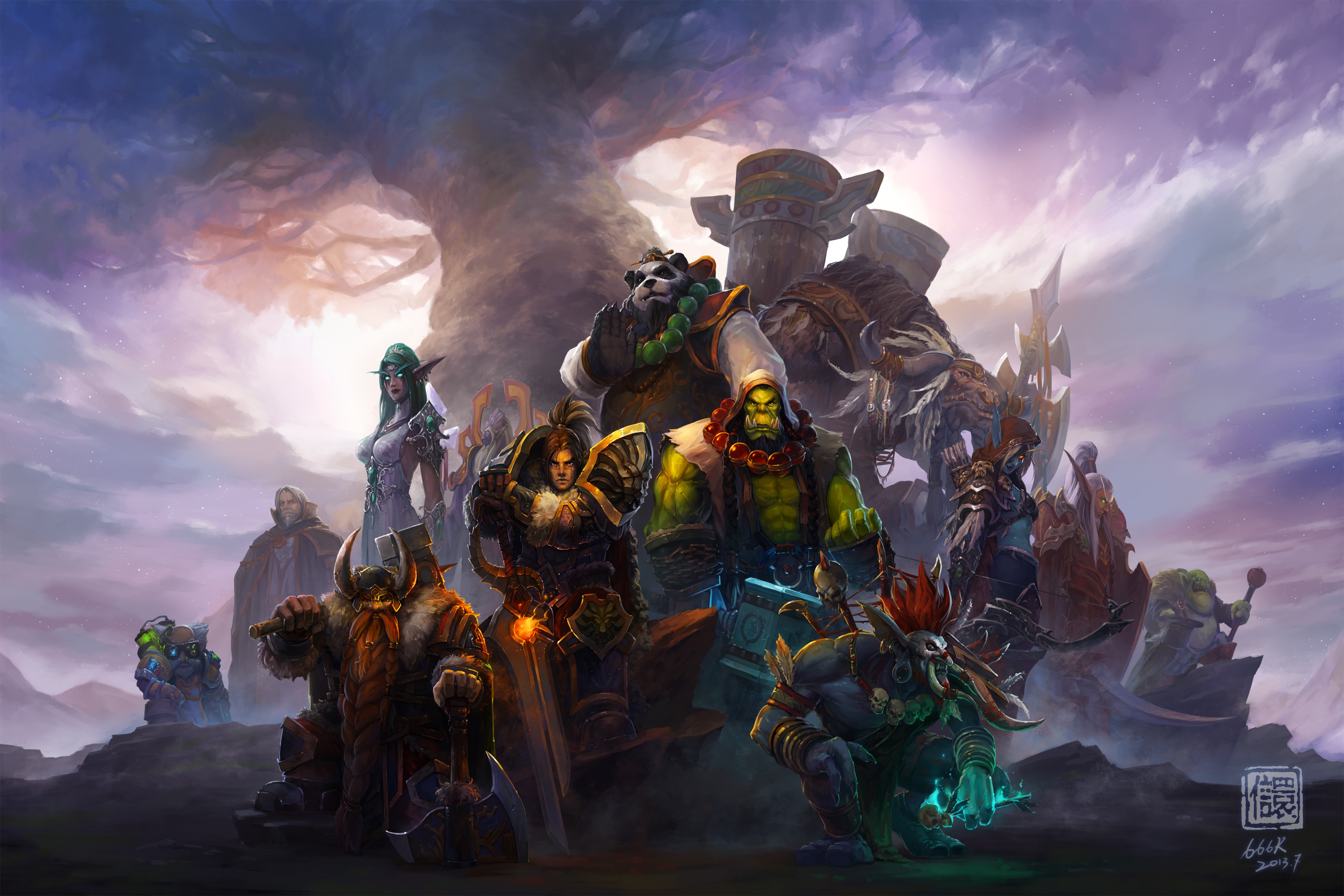 World Of Warcraft Thrall Sylvanas Windrunner King Varian Wrynn Video Games Voljin Genn Greymane Tyra 3999x2666