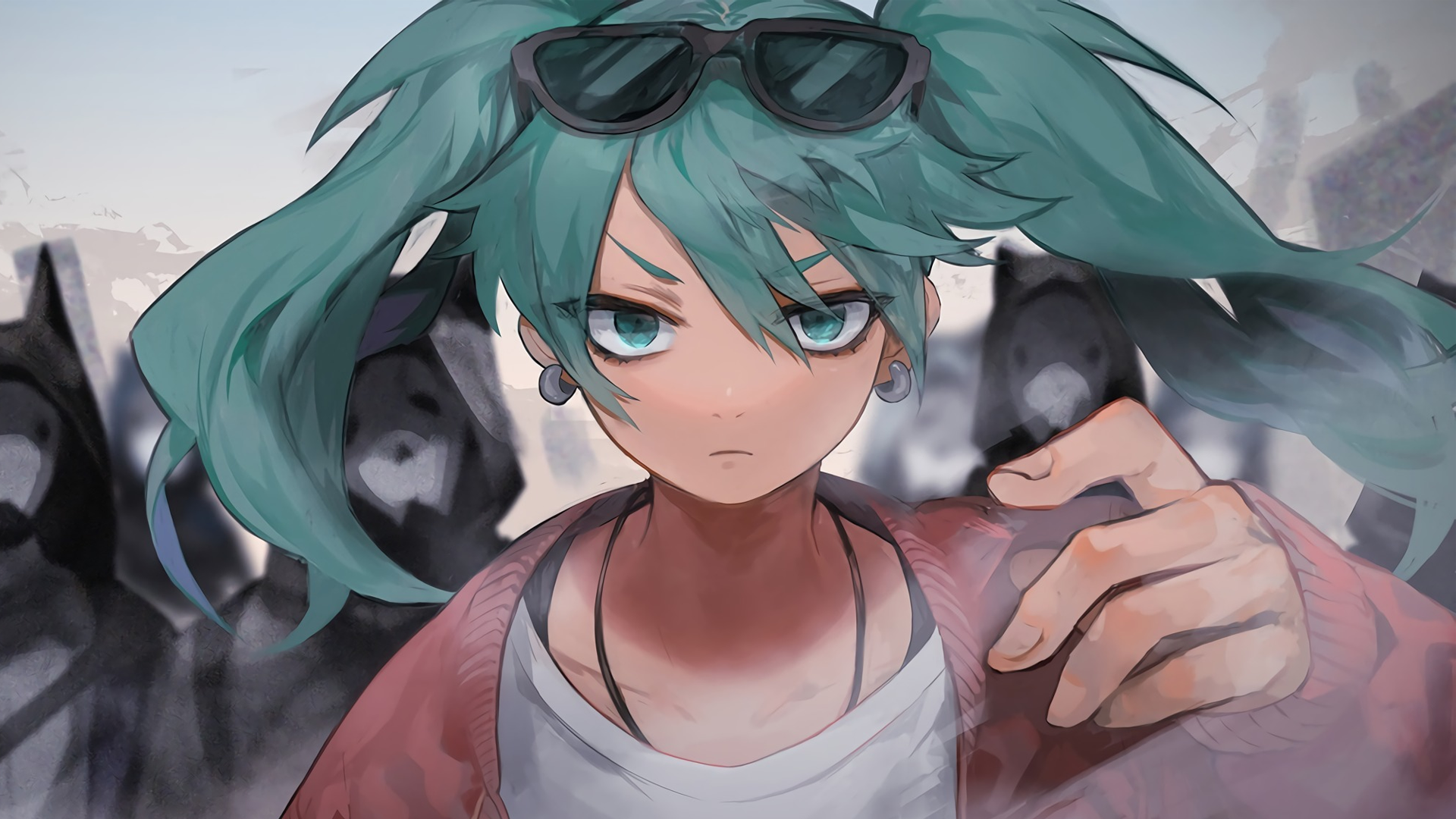 Anime Manga Anime Girls Minimalism Hatsune Miku Vocaloid Turquoise Hair 1920x1080