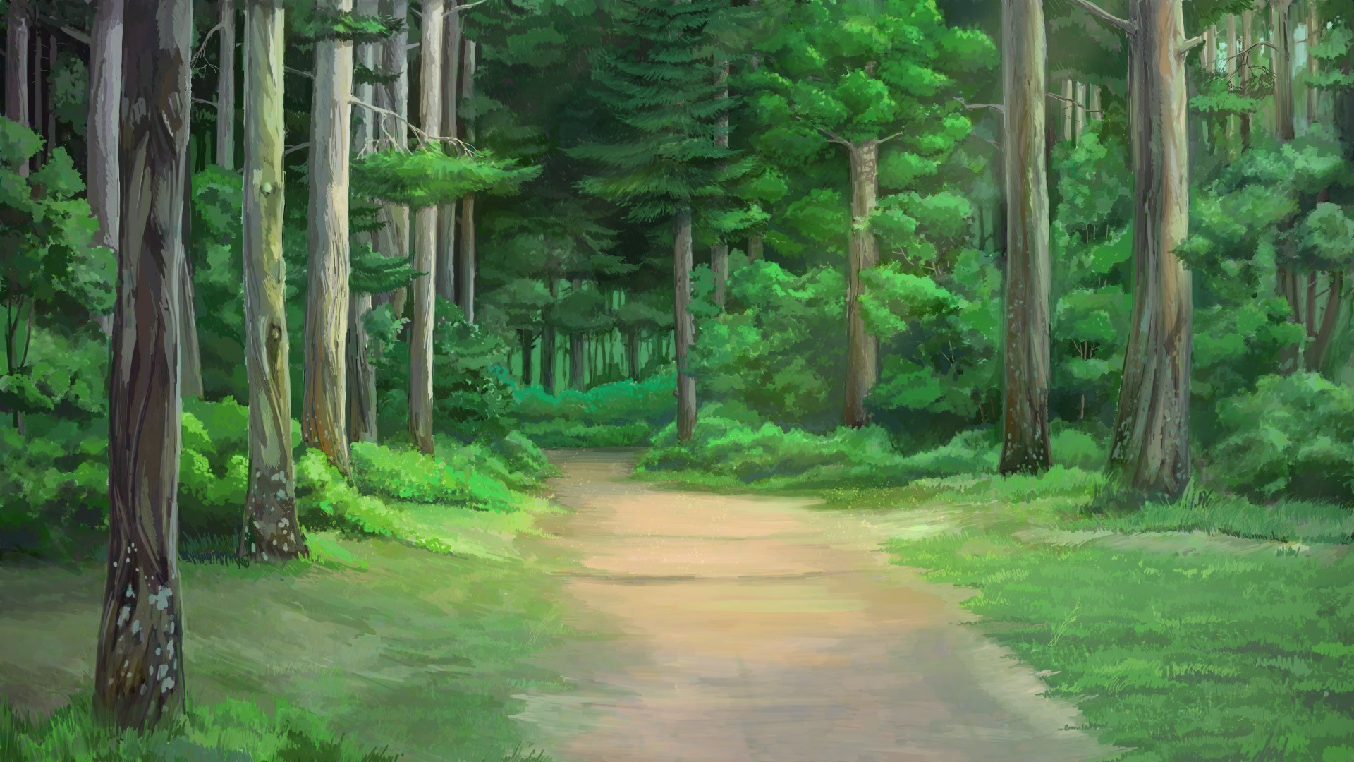Forest Clearing Trees Artwork Everlasting Summer 1920x1080