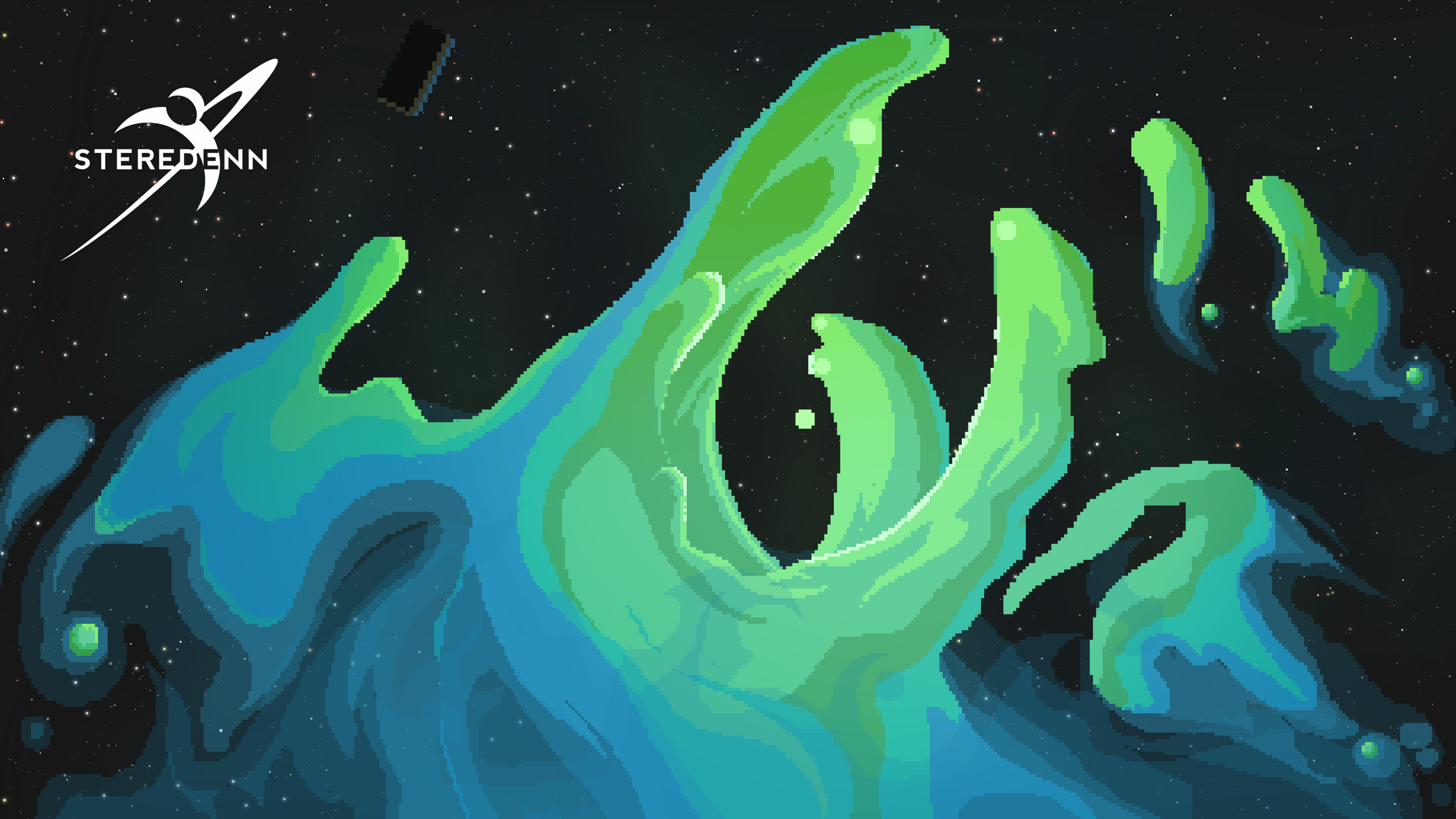 Video Games Pixels Pixel Art Steredenn Indie Games Space Nebula Green 2560x1440