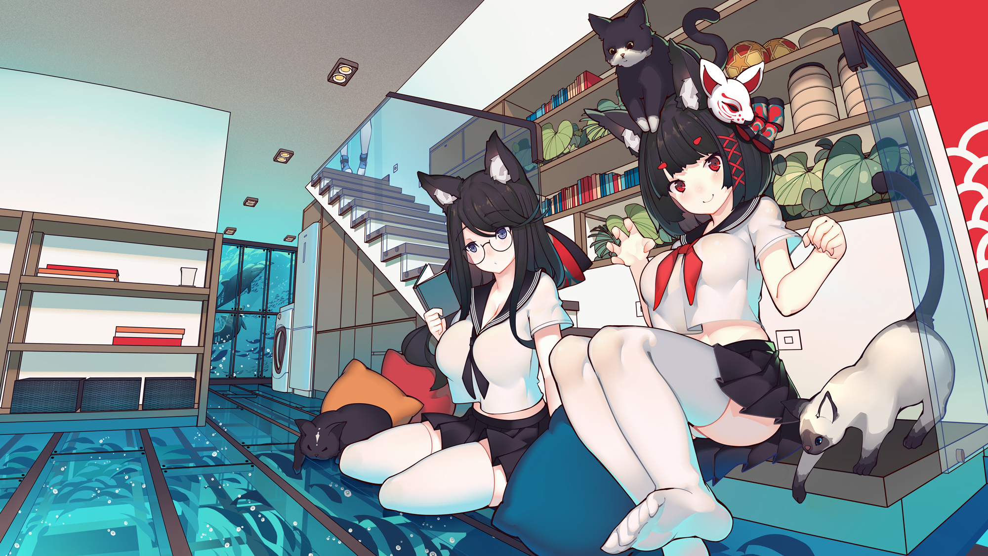 Anime Anime Girls Digital Art Artwork 2D Portrait Azur Lane Yamashiro Azur Lane Fusou Azur Lane 2000x1125