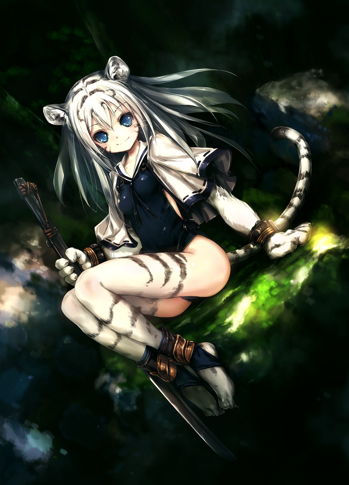 Animal Ears White Tigers Sword Tail Thigh Highs 1200x1668