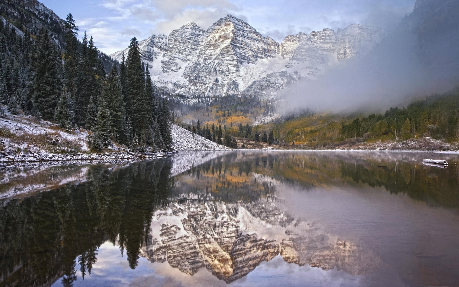 Nature Mountains Lake Reflection Trees Maroon Bells Aspen Colorado 1920x1200