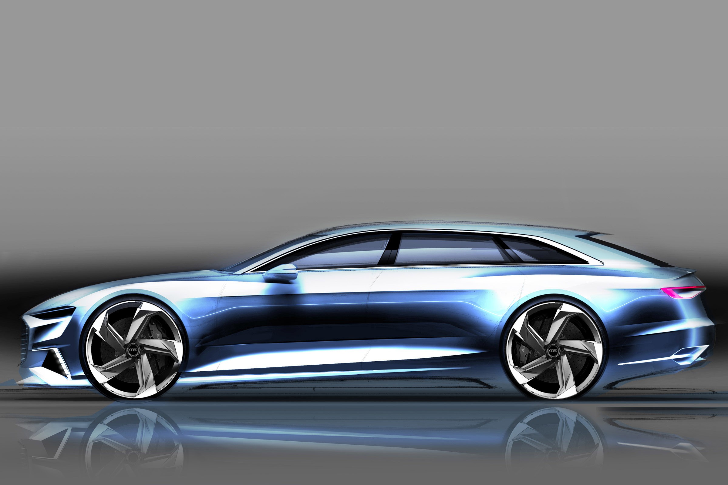 Vehicle Car Audi Audi Prologue Sketches Concept Cars Reflection Simple Background Station Wagon Side 2400x1600