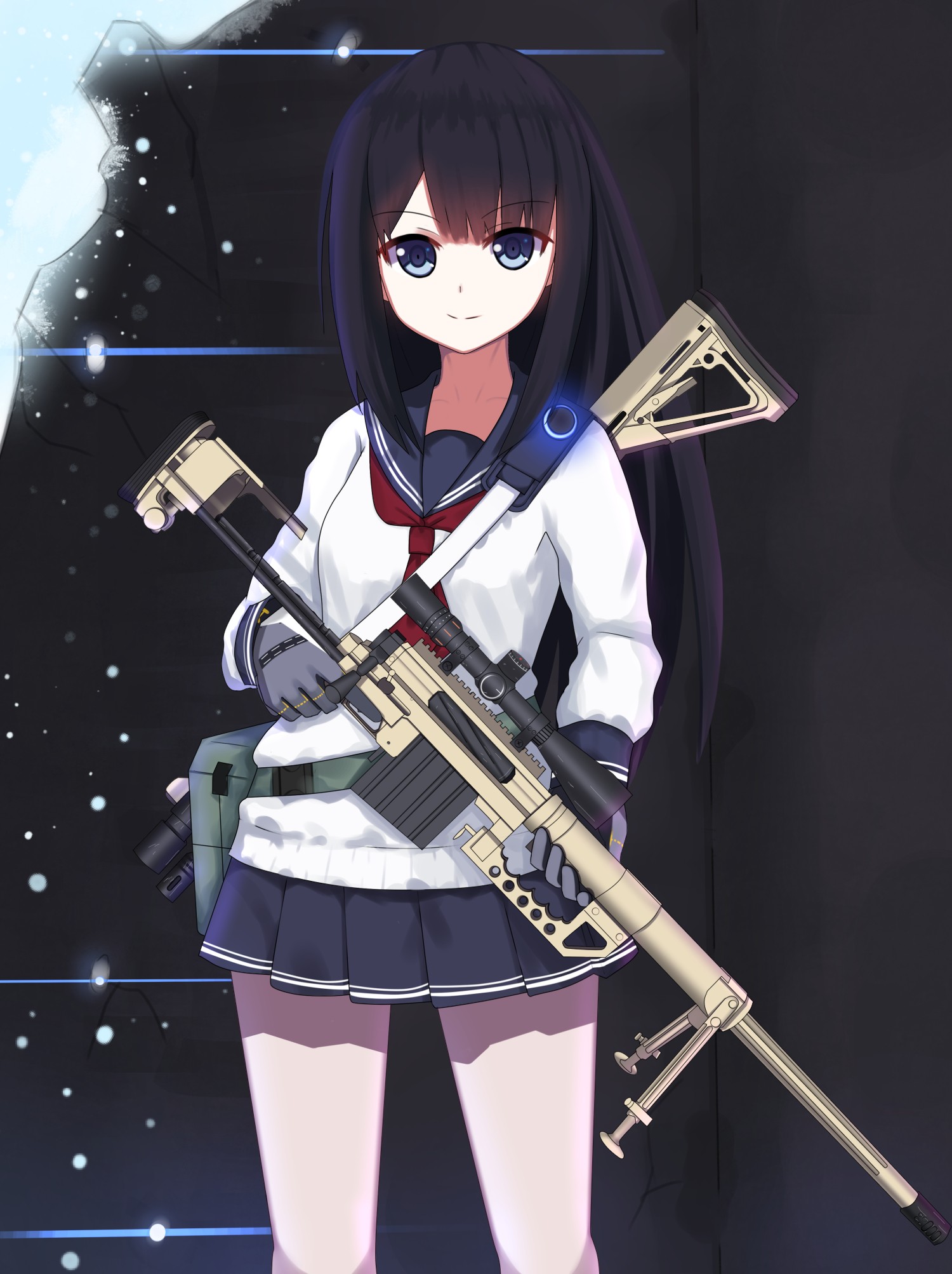 Anime Anime Girls Weapon CheyTac M200 Original Characters School Uniform 1500x2006