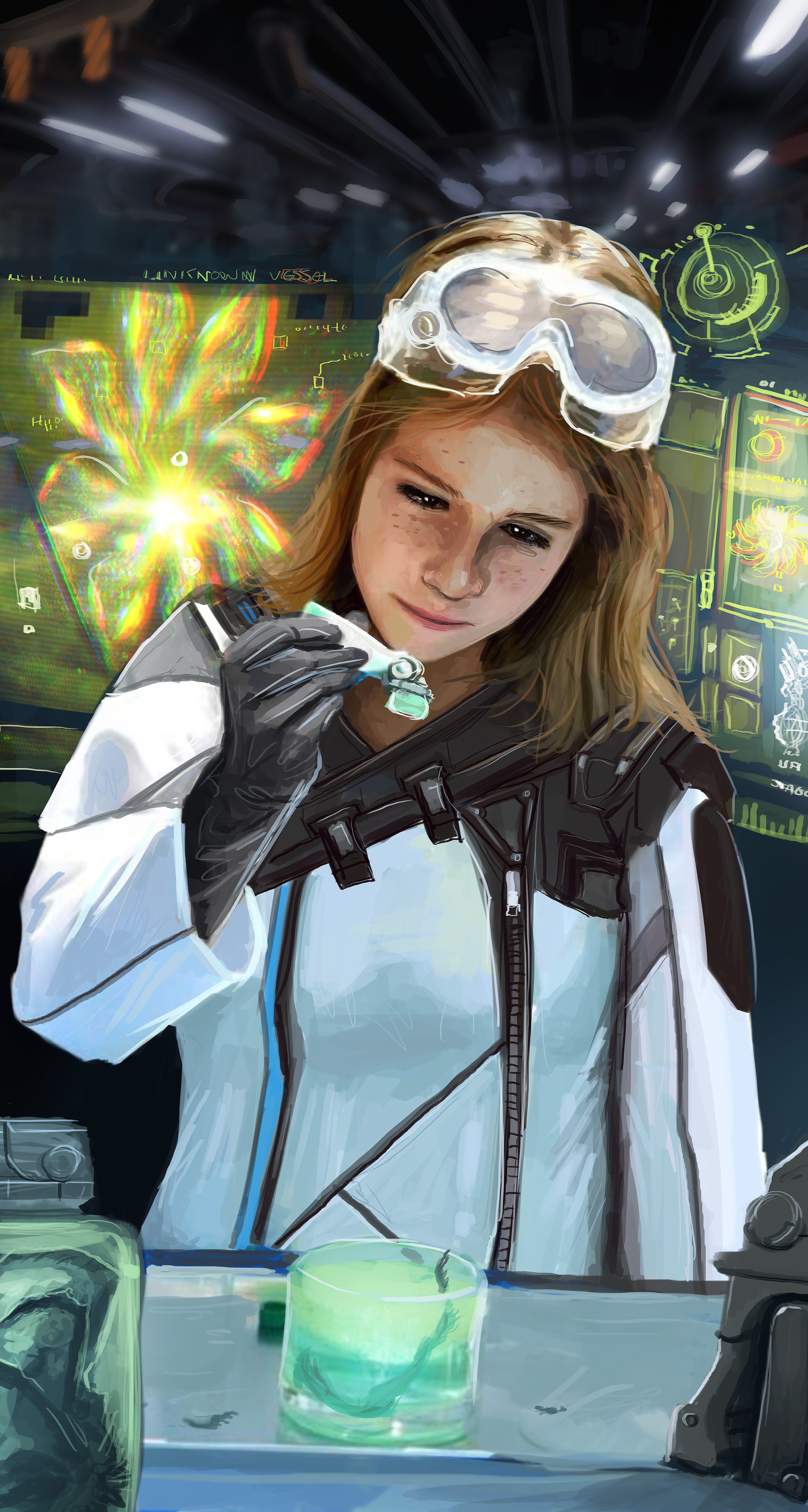 Kev Art Elite Dangerous Commander Imperial Guard Women Scientists Thargoids Laboratories Hologram 3045x5697