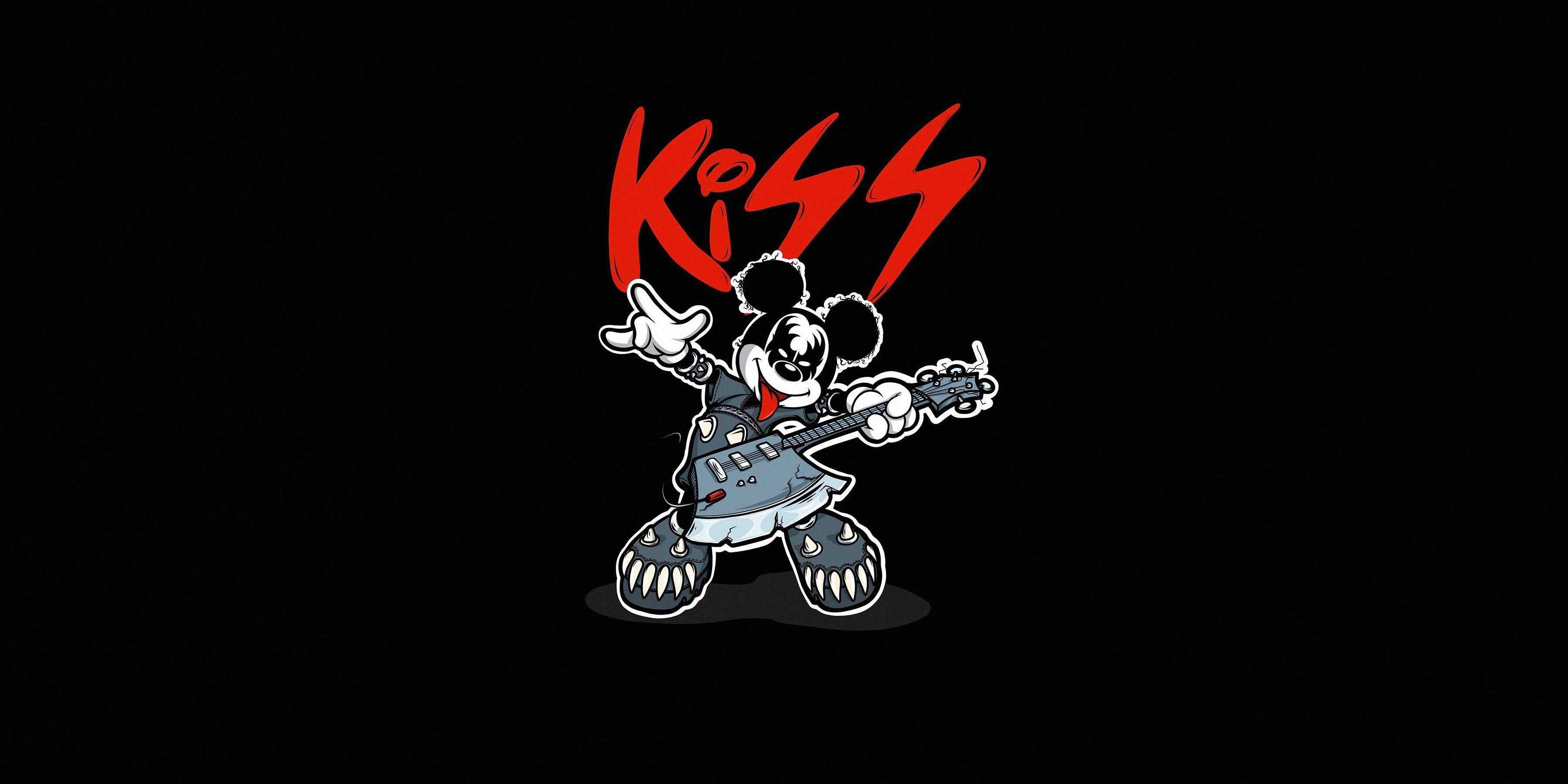 Kiss Music Mickey Mouse Simple Background Artwork Music 3600x1800
