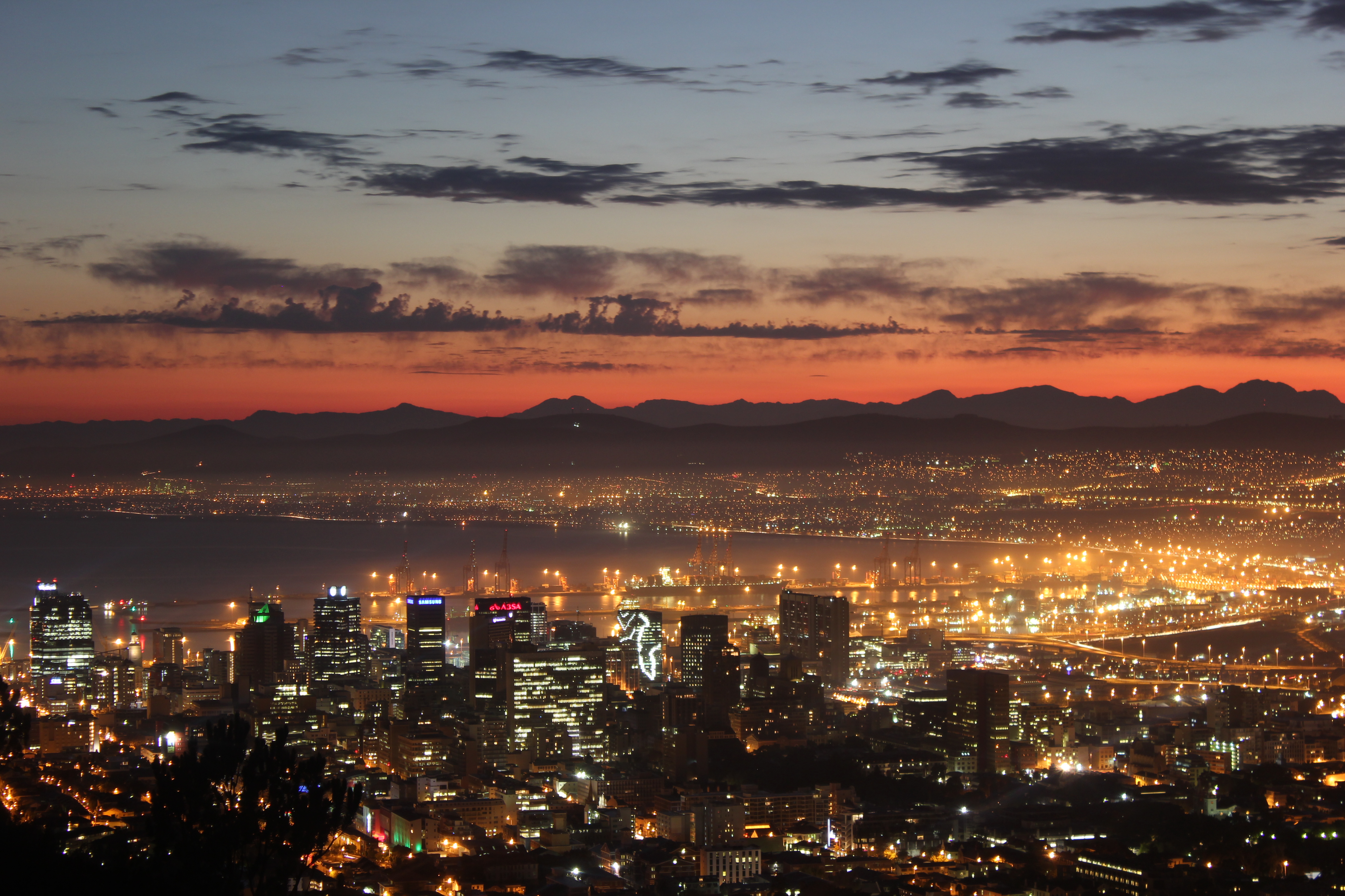 Cape Town Lights Sunrise Skyscraper Sun Rays Clouds Cityscape 5184x3456
