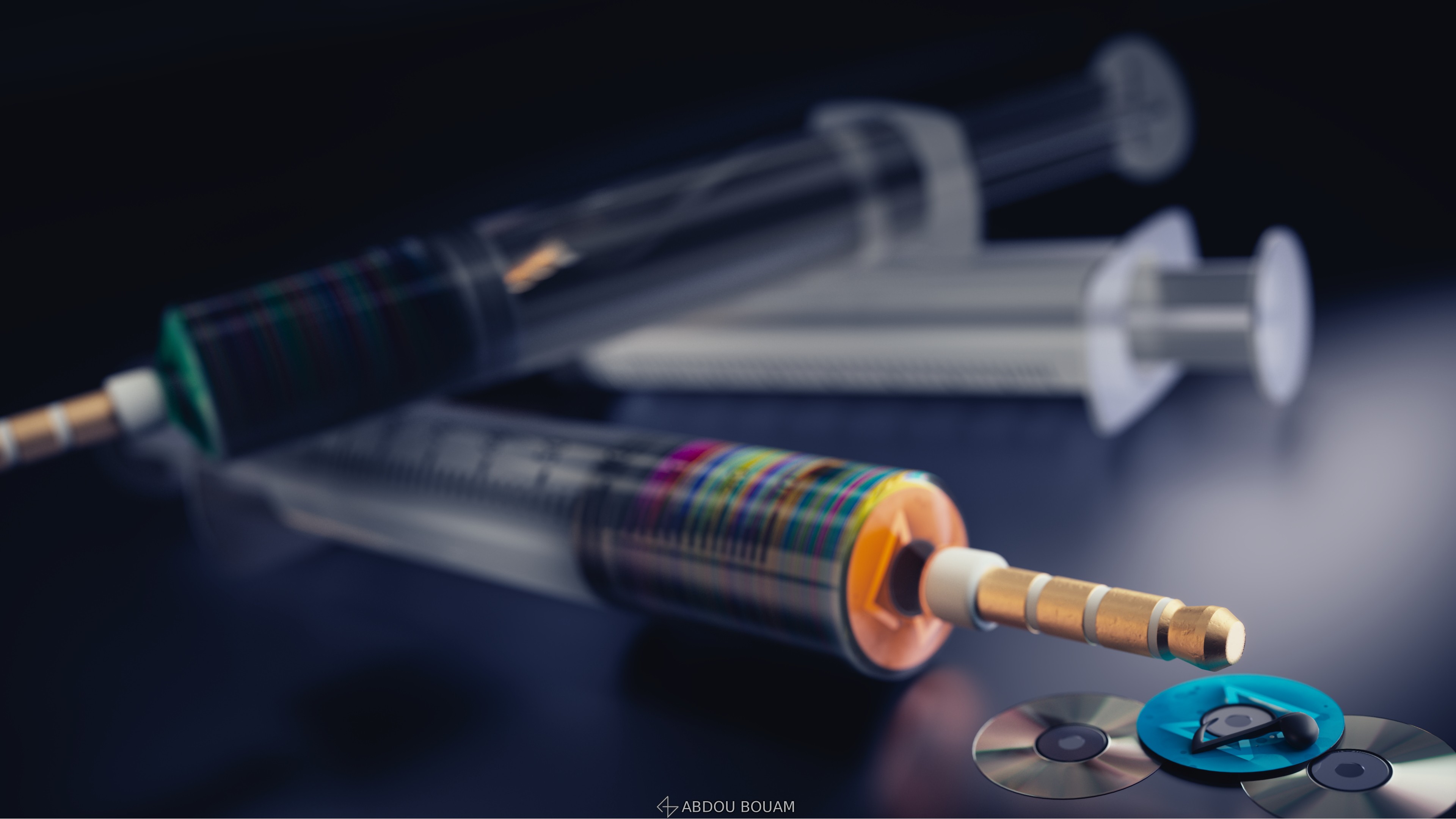 3D Compact Disc Syringe Humor 3840x2160