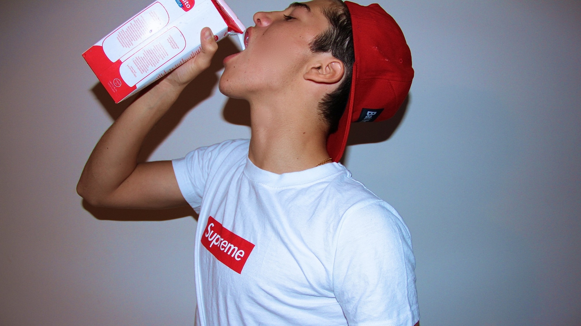 Supreme Milk Baseball Cap Simple Background 1920x1080