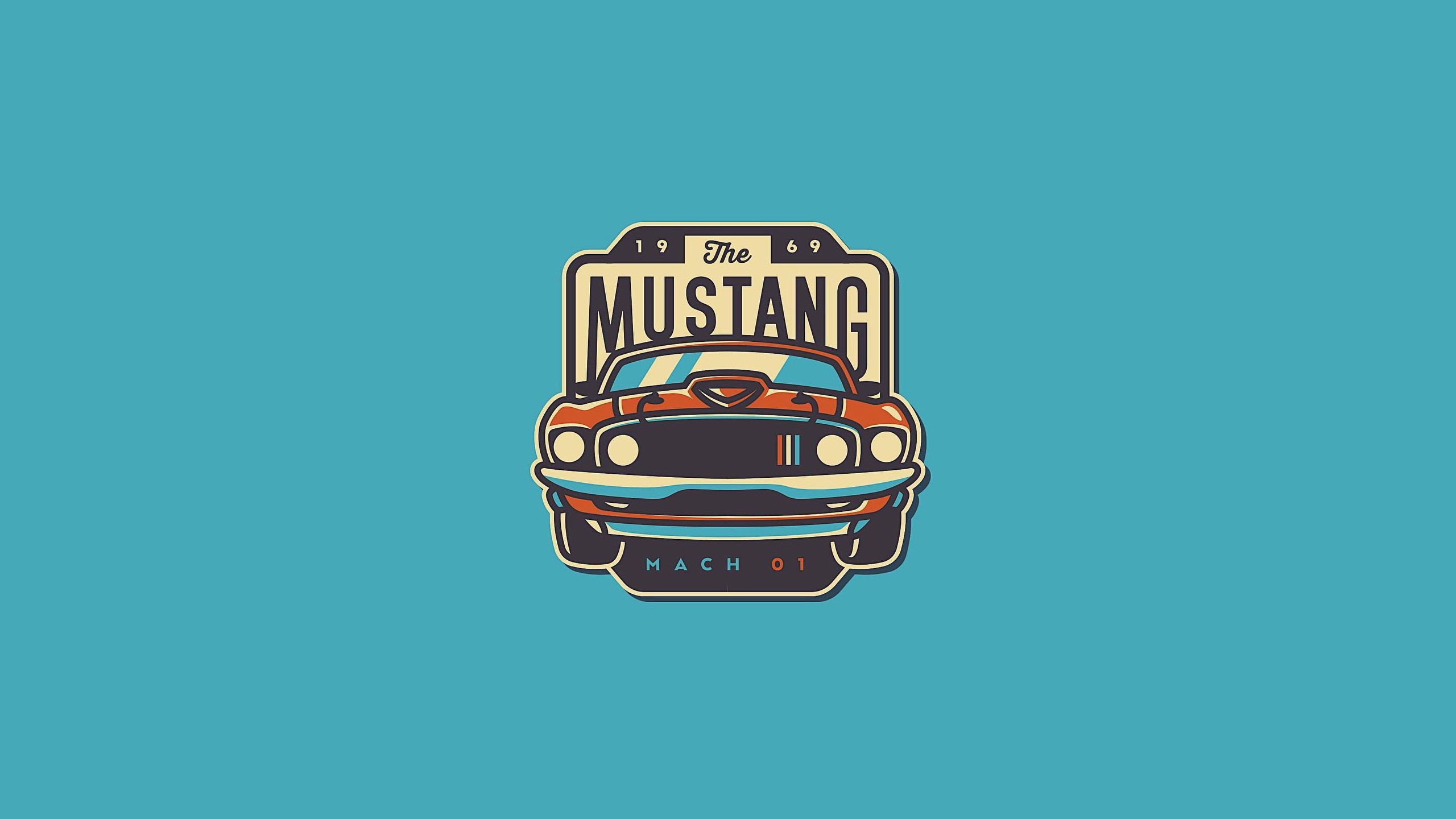 Illustration Ford USA Ford Mustang Ford Mustang Mach 1 Blue Background Patch 2560x1440