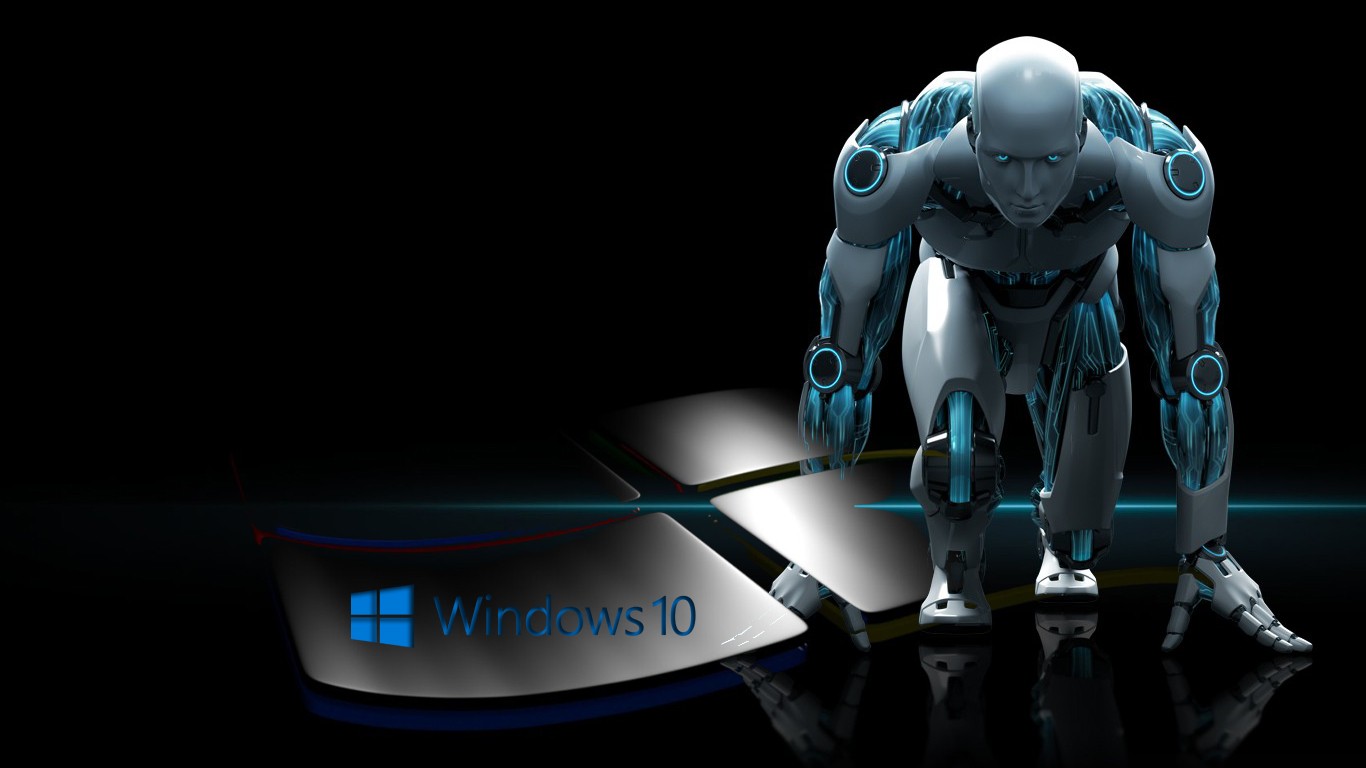 Microsoft Windows Windows 10 Androids Robot 1366x768