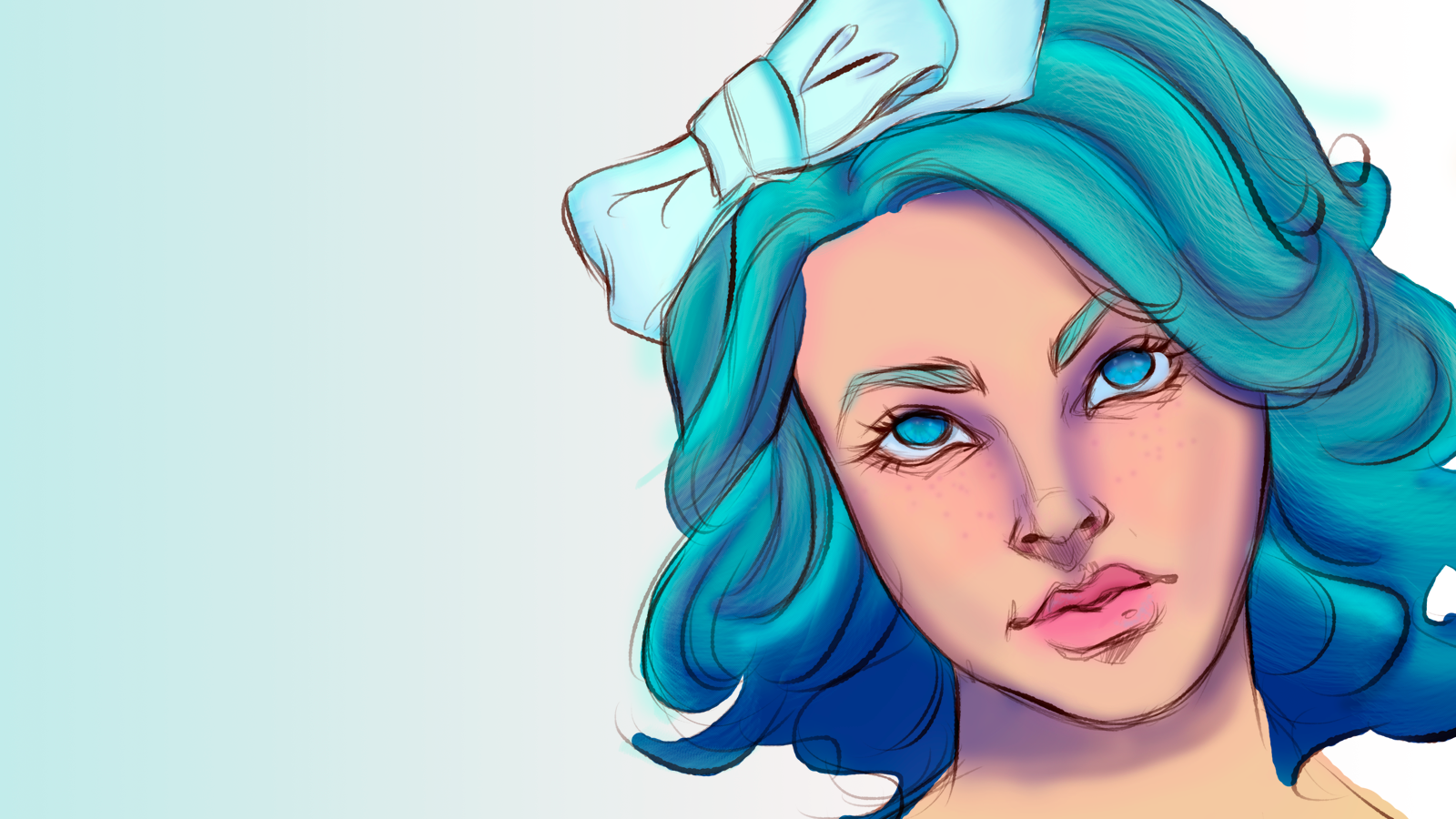 Graphic Design Speedforce Women Face Artwork Portrait Blue Hair Turquoise Turquoise Hair 1600x900