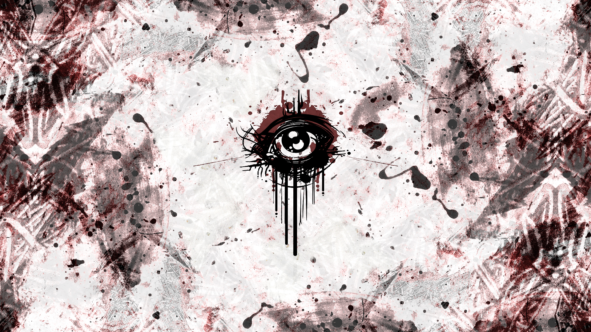 Eye Grunge Abstract Red White 1920x1080