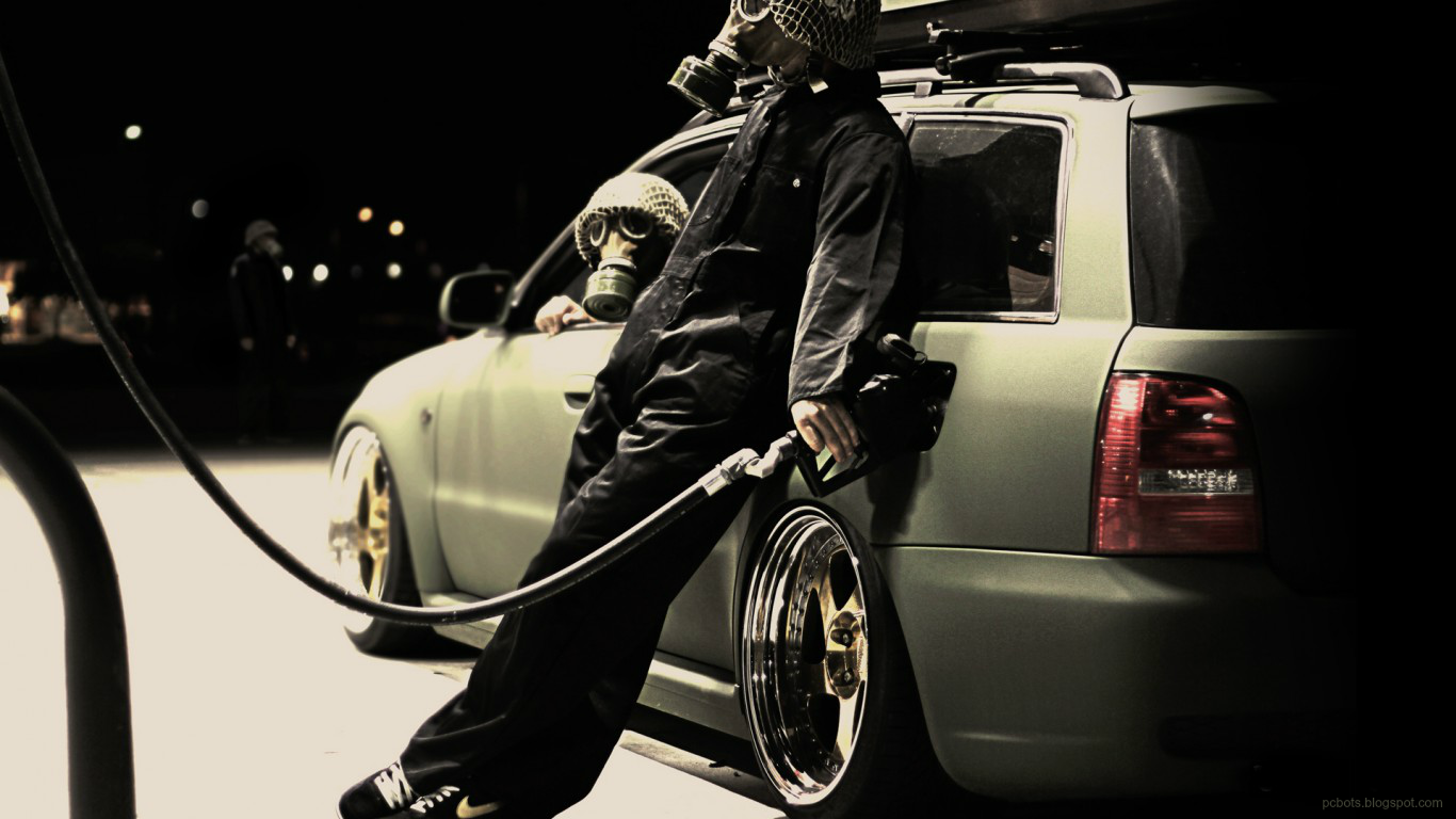 Anonymous Gas Masks Gas Stations Lowered Tuning German Cars Nike 1366x768