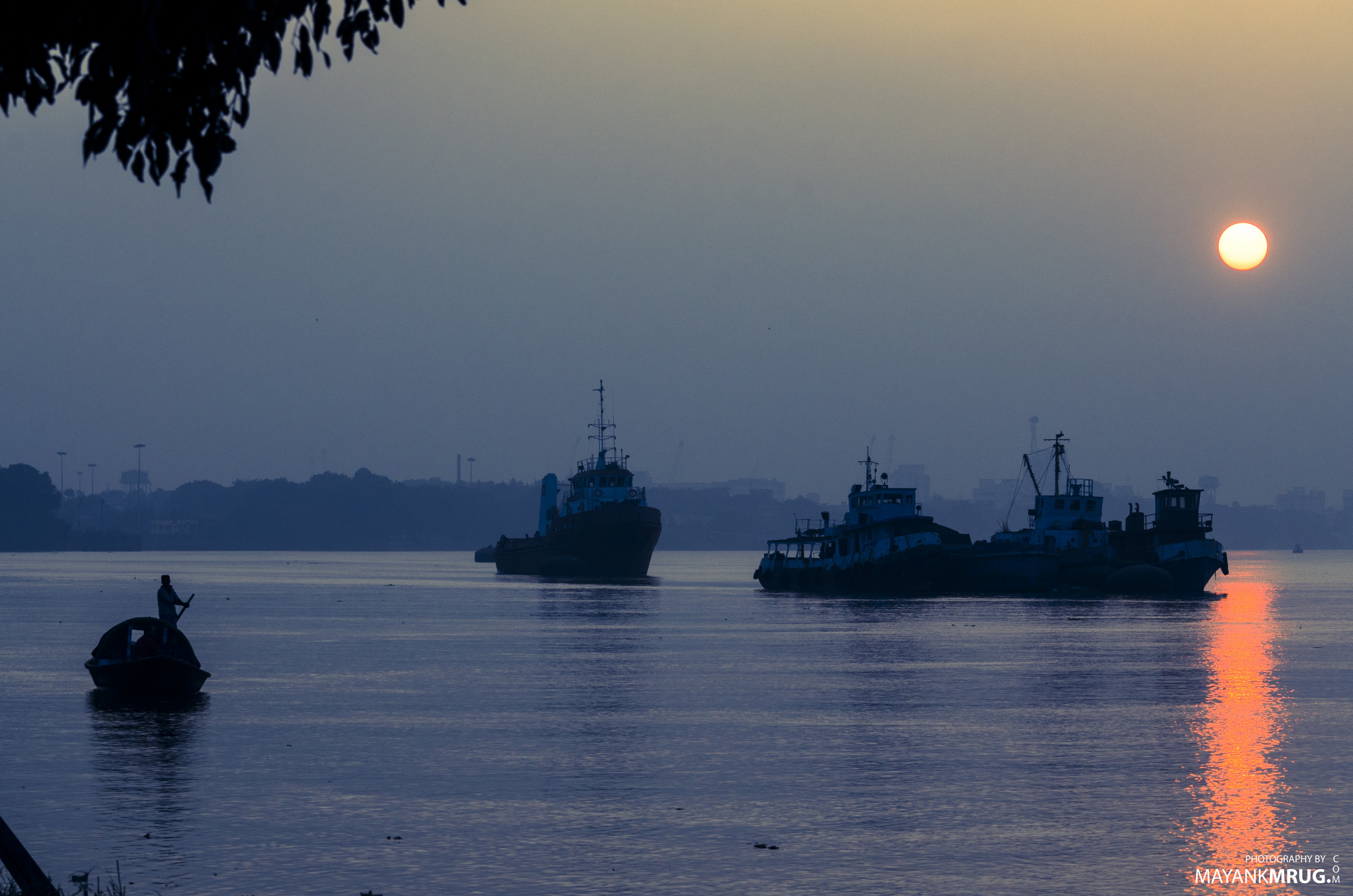 Sunset Kolkata Landscape Boat Fishing Boat 4691x3107