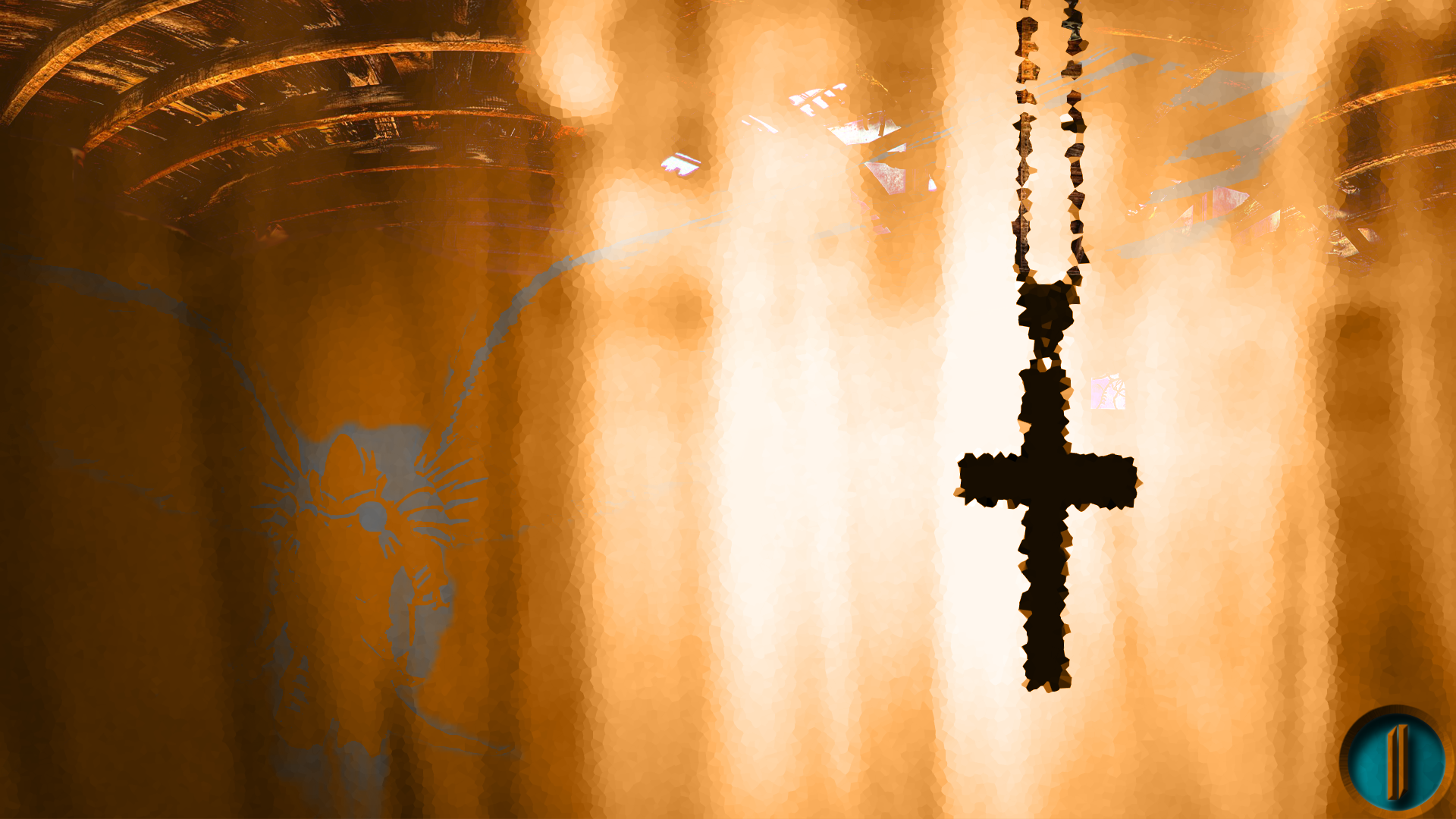 Angel Cross Jesus Christ Wood Orange Crucifix 1920x1080