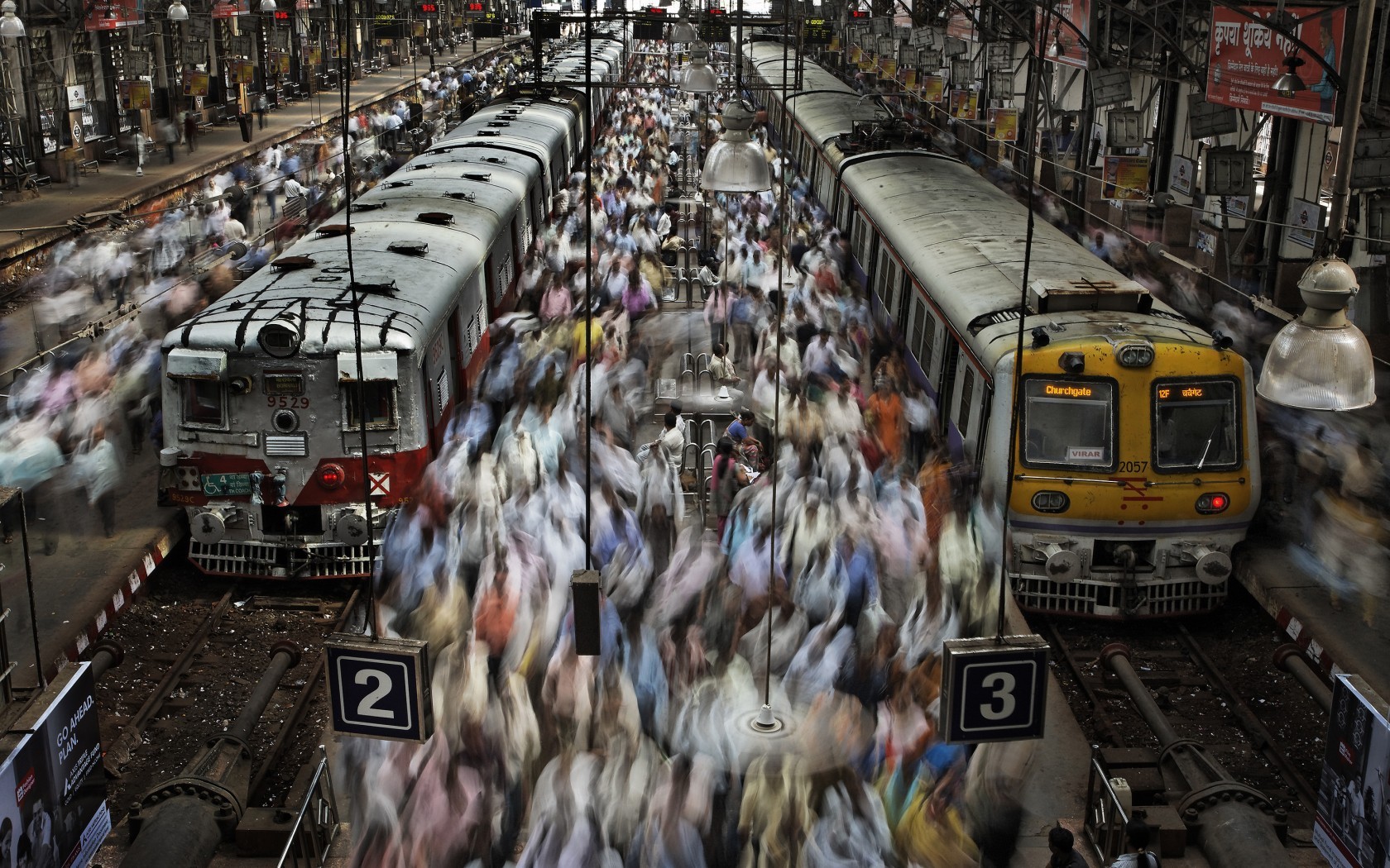 Railway Train Station Public Pantograph Mumbai India 1680x1050