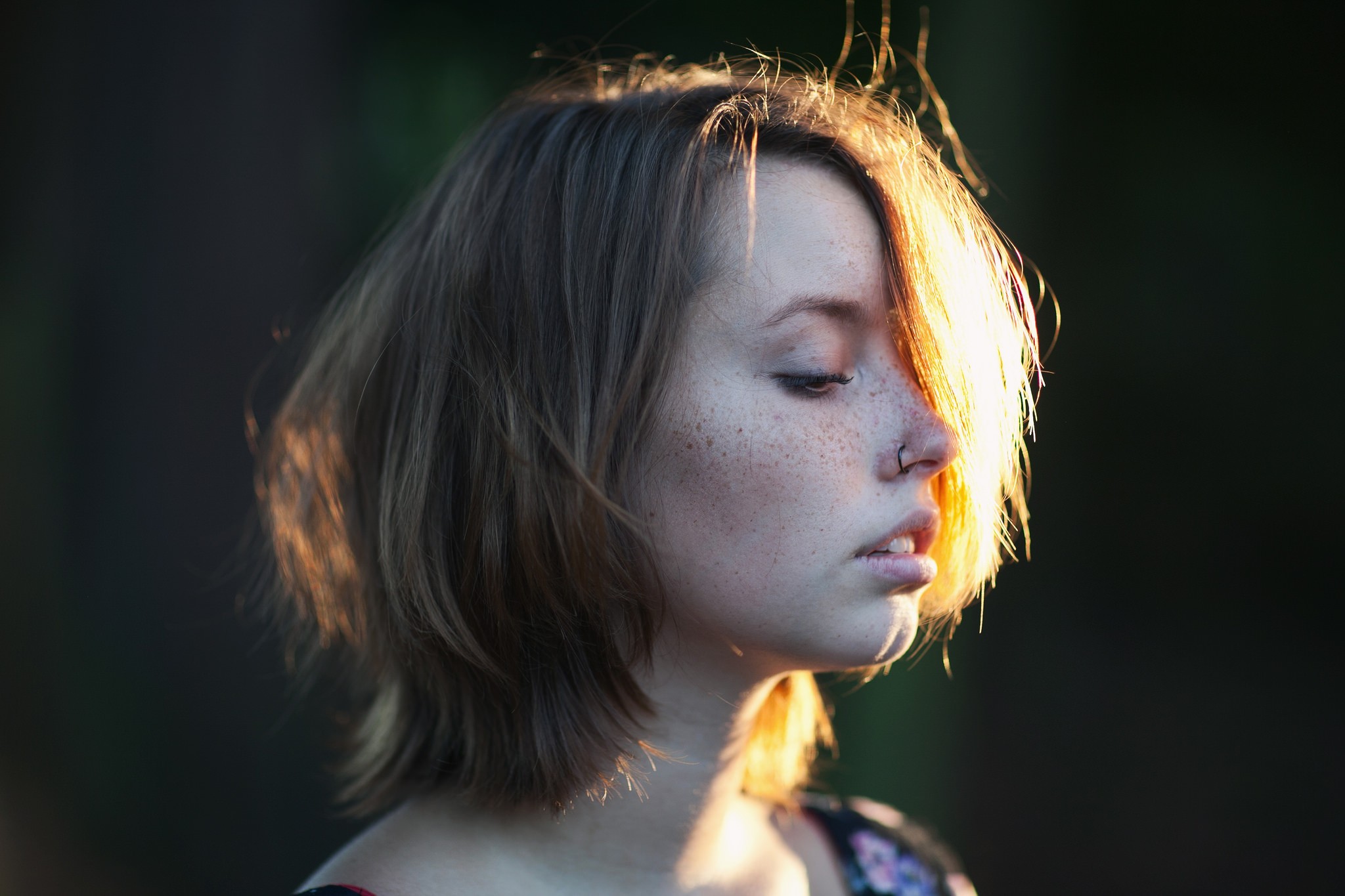 Women Ruby James Skye Thompson Freckles Profile Nose Rings Brunette 2048x1365