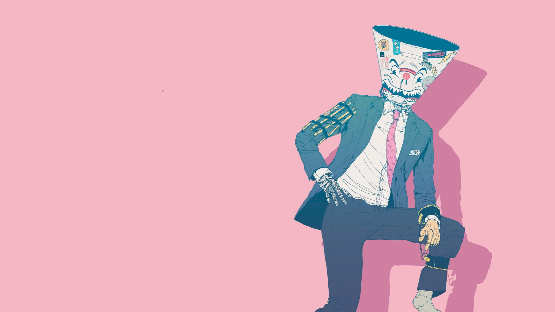 Queens Of The Stone Age Villains Pink Background Tie Artwork Pink 1920x1080